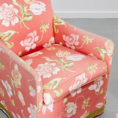 Pair of Mid‑Century Style Ferrell + Mittman Chintz Club Chairs, Matching Ottoman