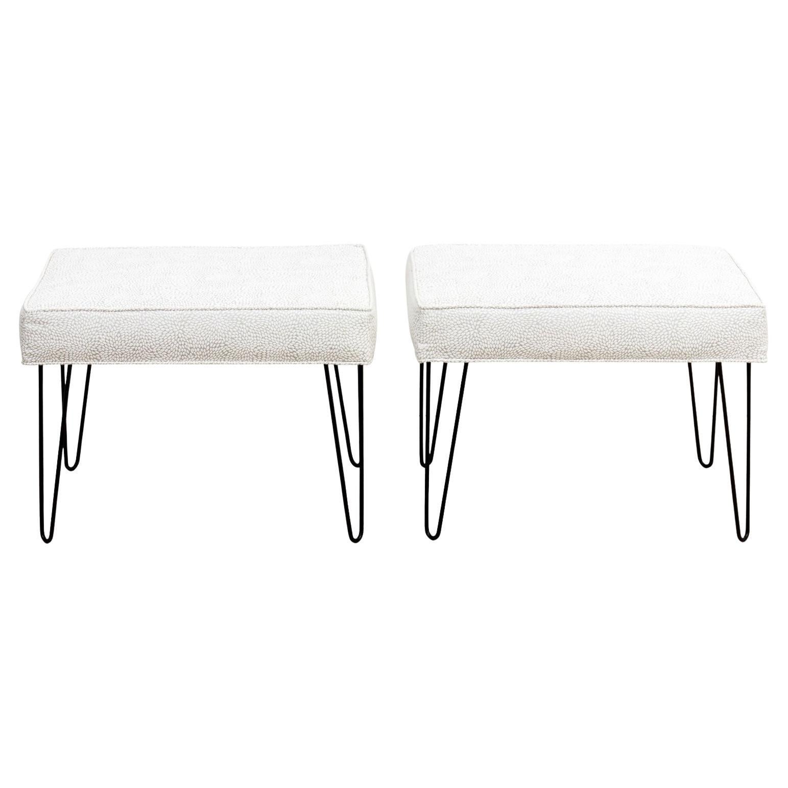 Pair of Midcentury Style Hair Pin Benches For Sale