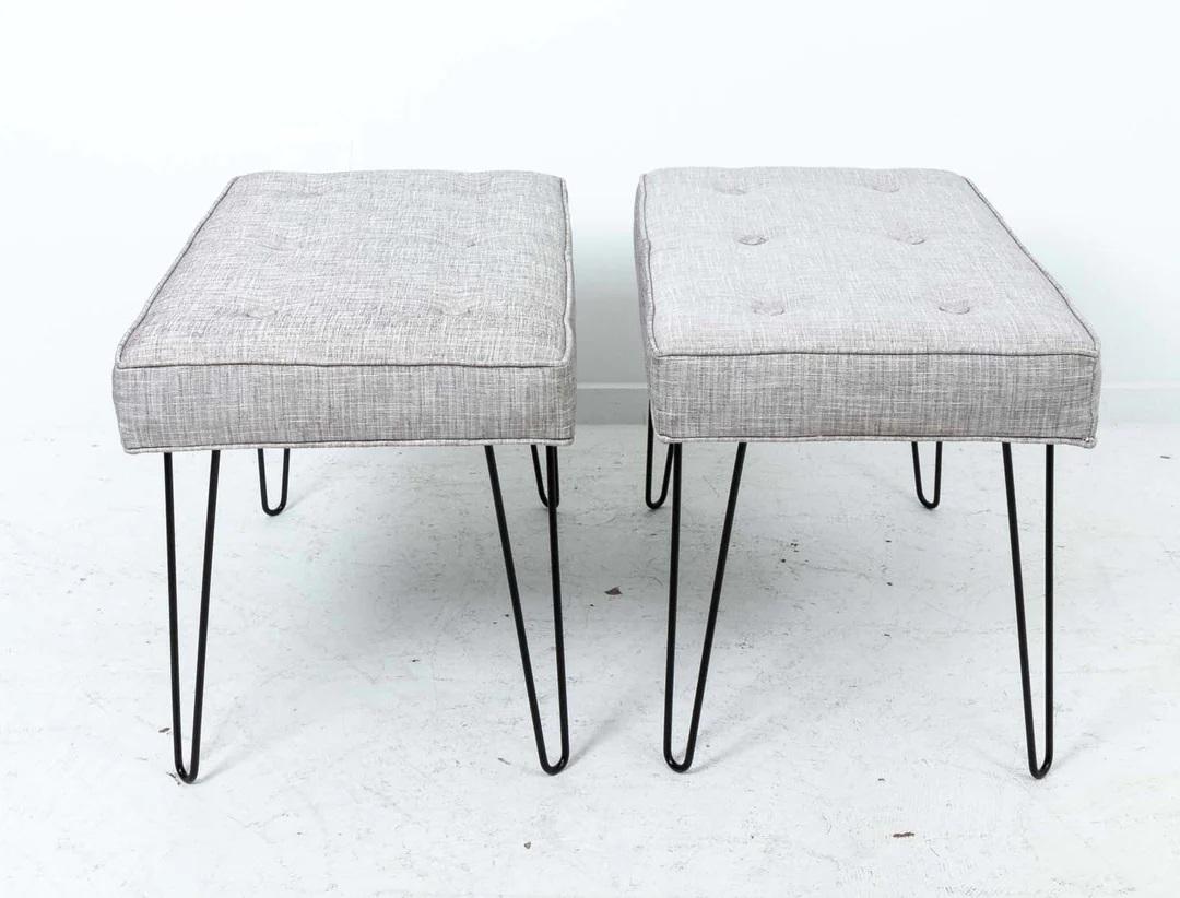 Mid-Century Modern Pair of Midcentury Style Hairpin Benches Quick Ship For Sale