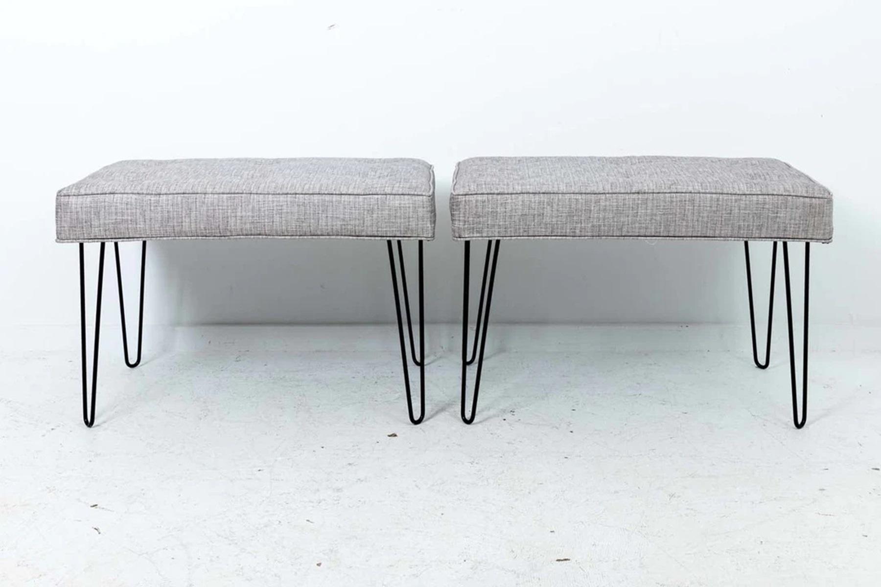 American Pair of Midcentury Style Hairpin Benches Quick Ship For Sale