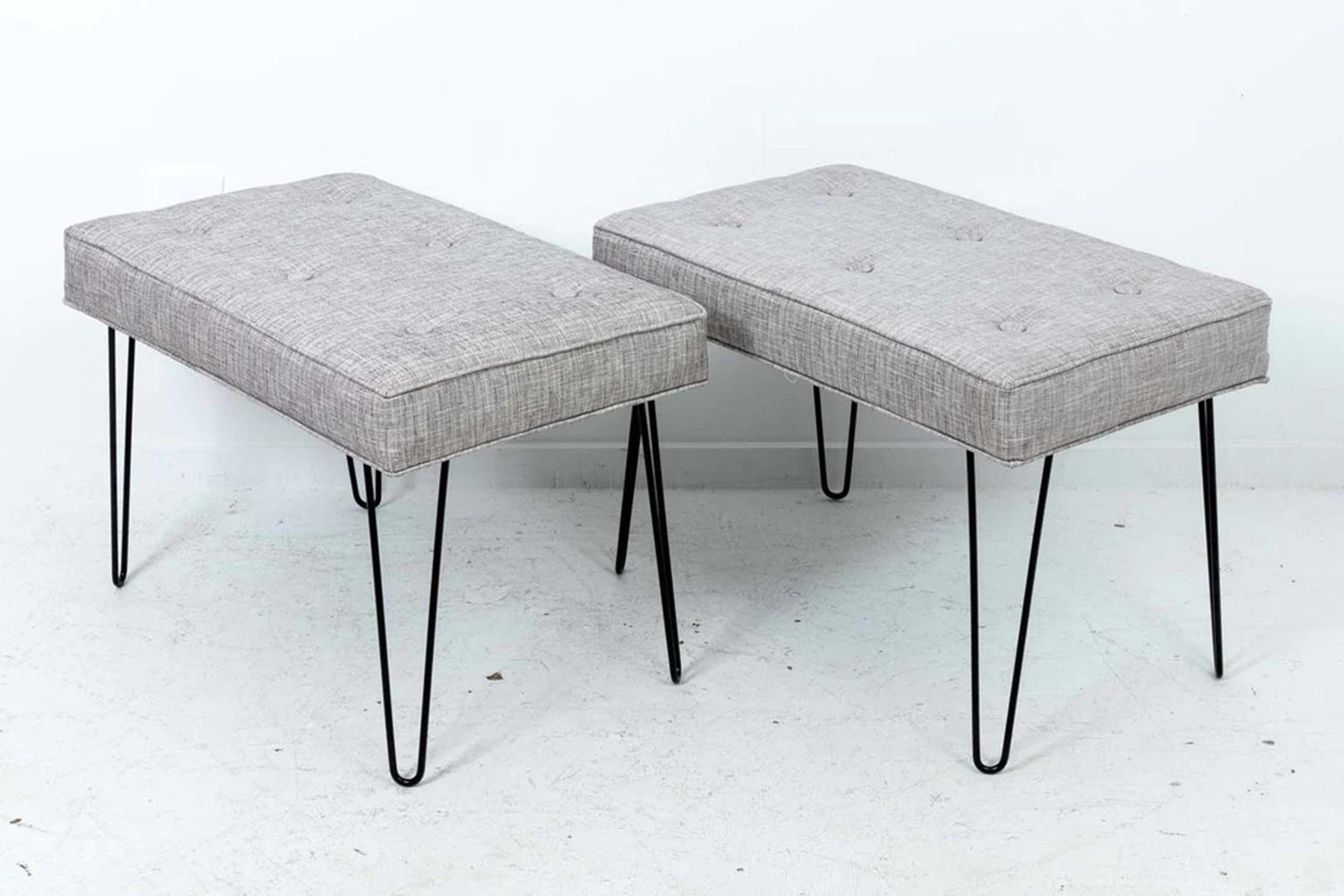 Pair of Midcentury Style Hairpin Benches Quick Ship In New Condition For Sale In New York, NY