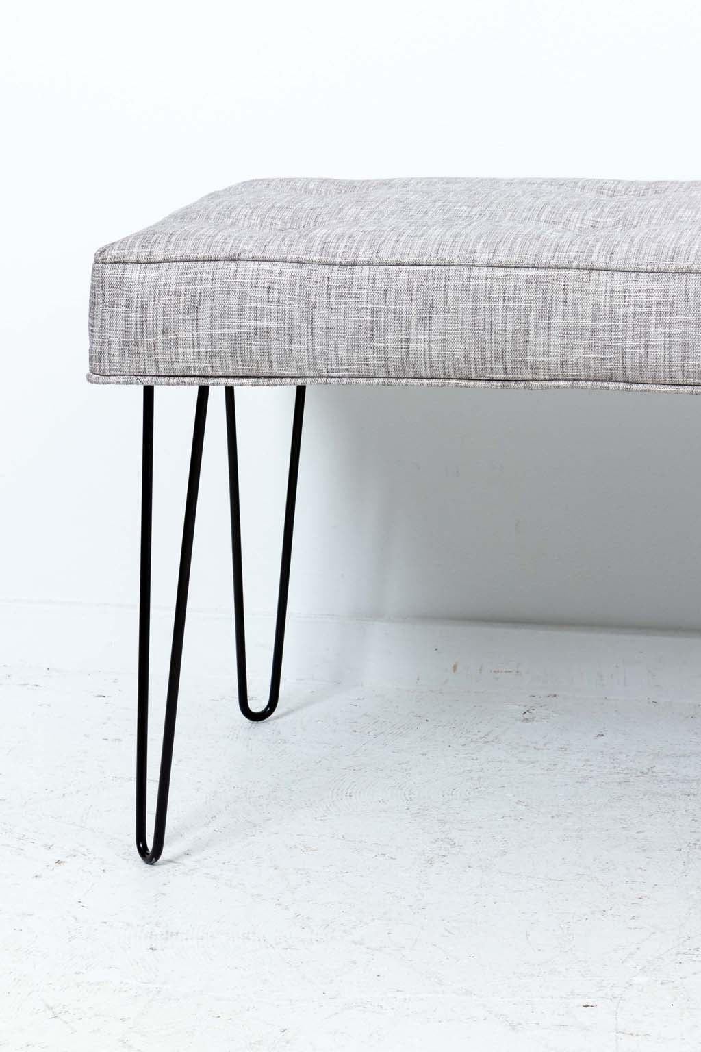Upholstery Pair of Midcentury Style Hairpin Benches Quick Ship For Sale