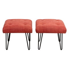 Paar Haarnadelbänke im Mid-Century-Stil Schnellversand
