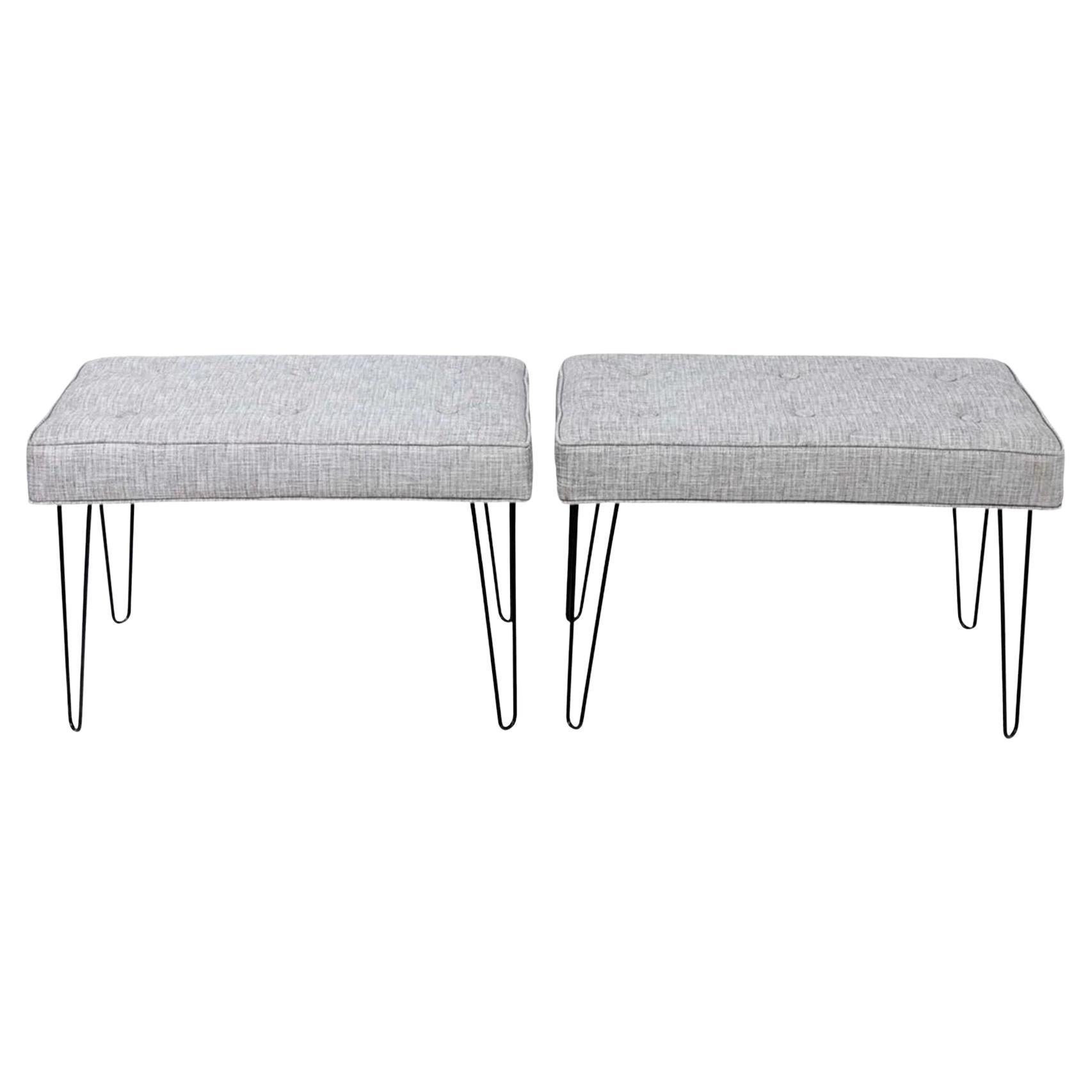 Pair of Midcentury Style Hairpin Benches Quick Ship For Sale