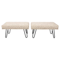 Pair of Custom Mid Century Style Hairpin Leg Benches