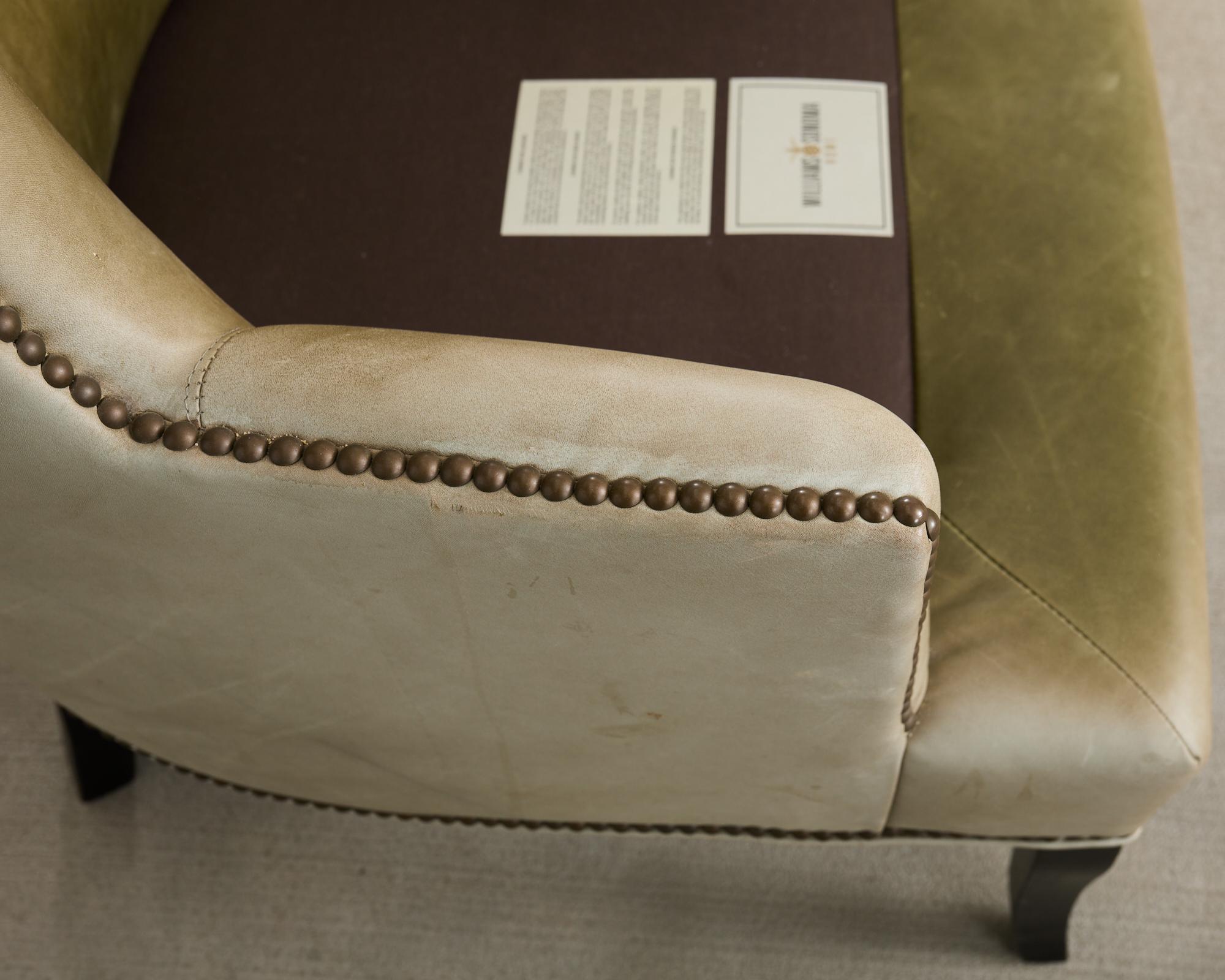 Pair of Midcentury Style Leather Butterfly Wingback Chairs For Sale 6