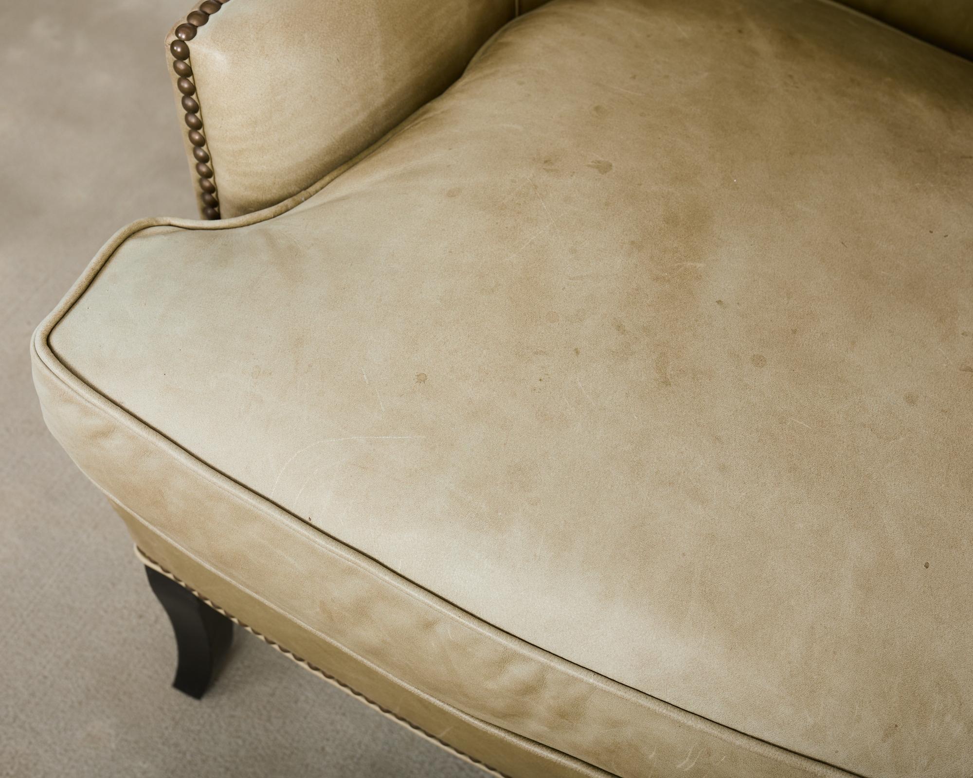 Pair of Midcentury Style Leather Butterfly Wingback Chairs For Sale 10