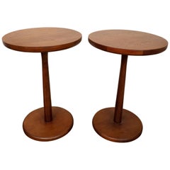 Pair of Midcentury Style Round Rosewood Side Tables