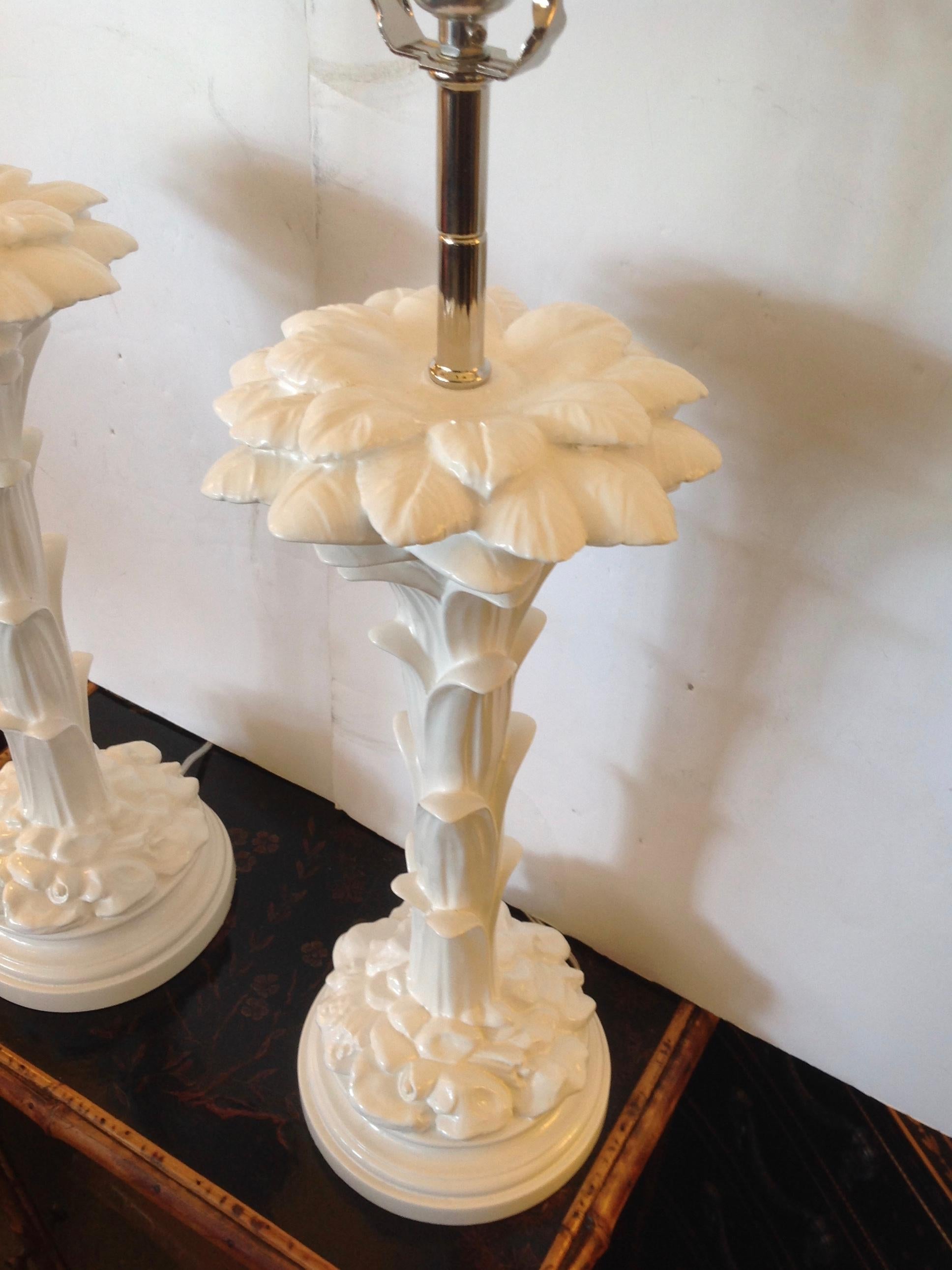 Pair of Midcentury Stylized Palm Tree Lamps 7