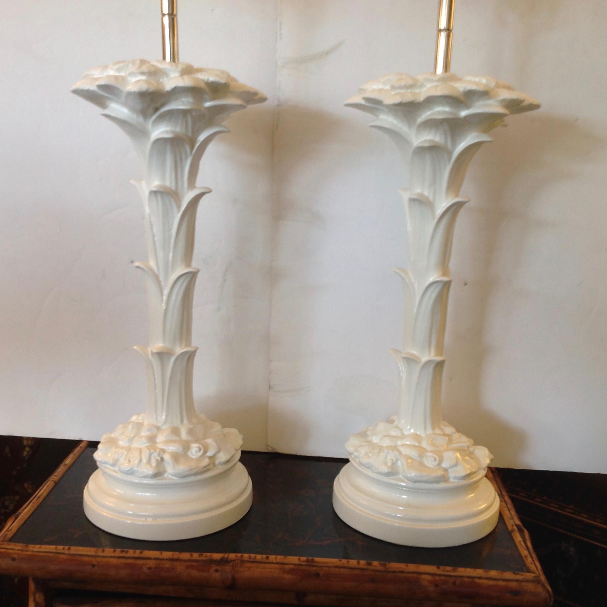 Mid-Century Modern Pair of Midcentury Stylized Palm Tree Lamps