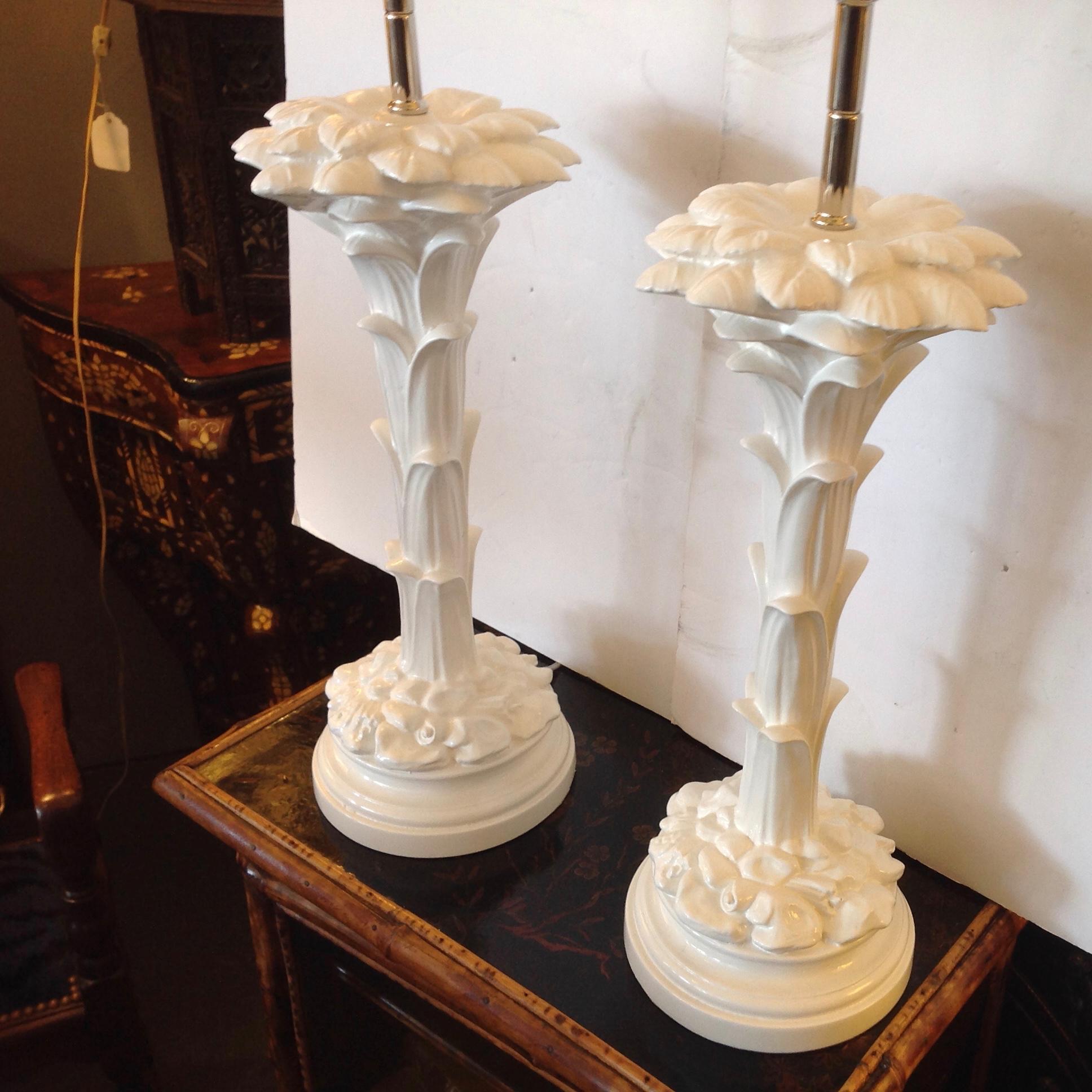 American Pair of Midcentury Stylized Palm Tree Lamps