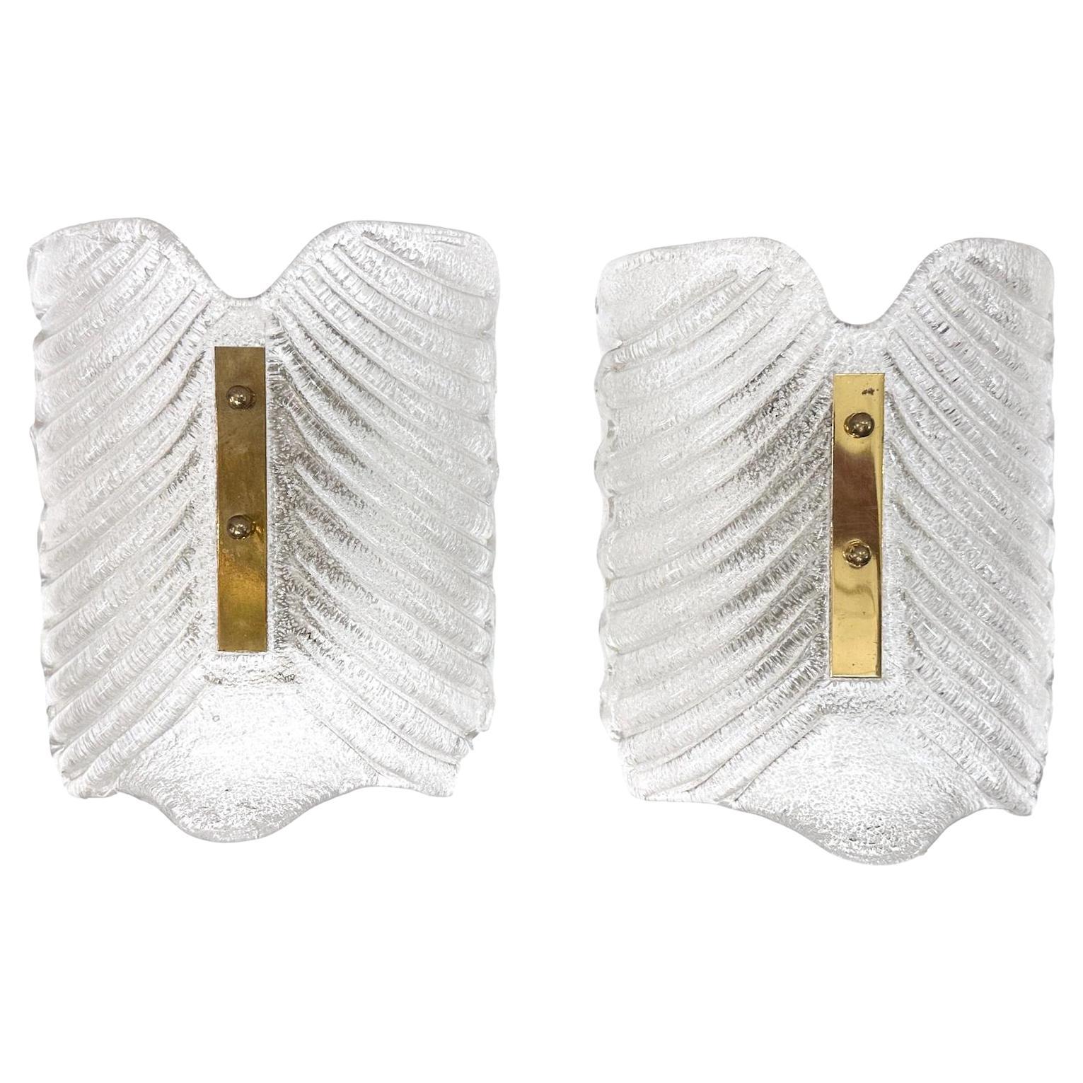 Pair of Midcentury Swedish Glass Sconces For Sale