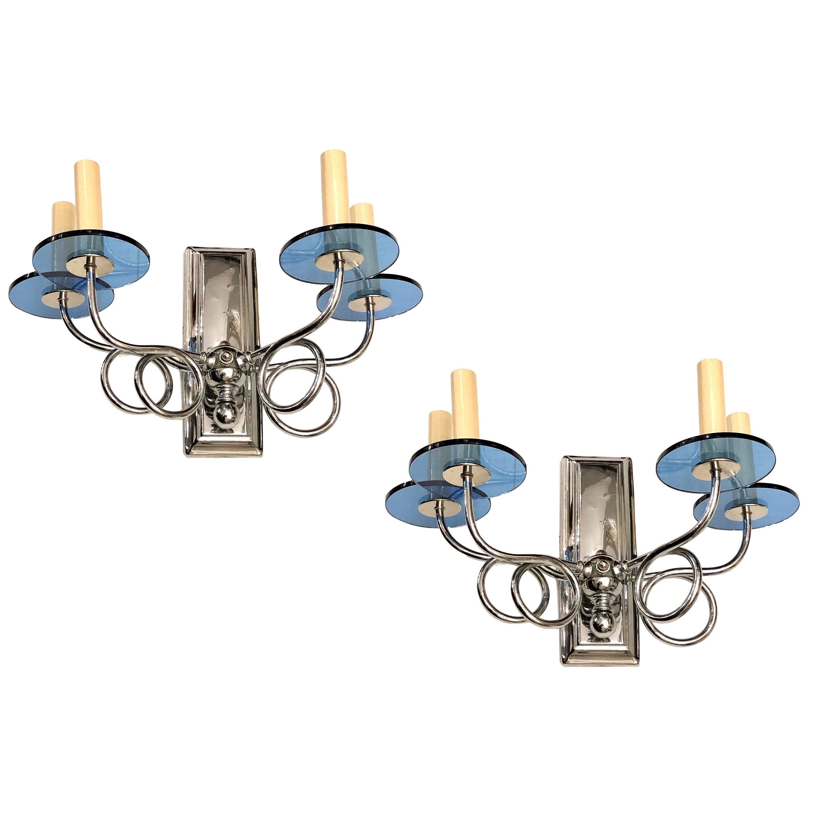Pair of Midcentury Swirling Arm Sconces