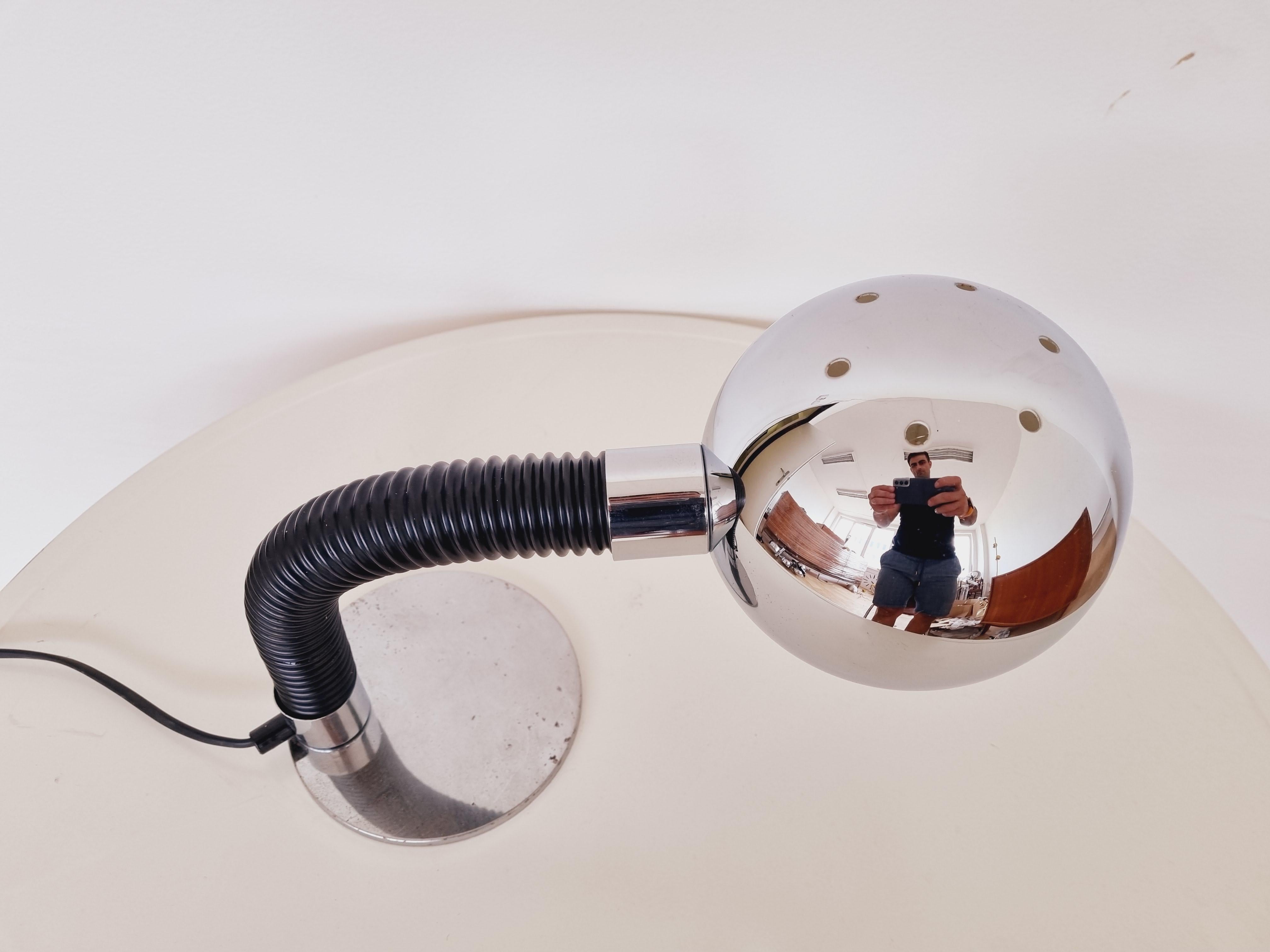 Chrome Pair of Midcentury Table Lamp Targetti Sankey, Space Age, Italy, 1970s For Sale