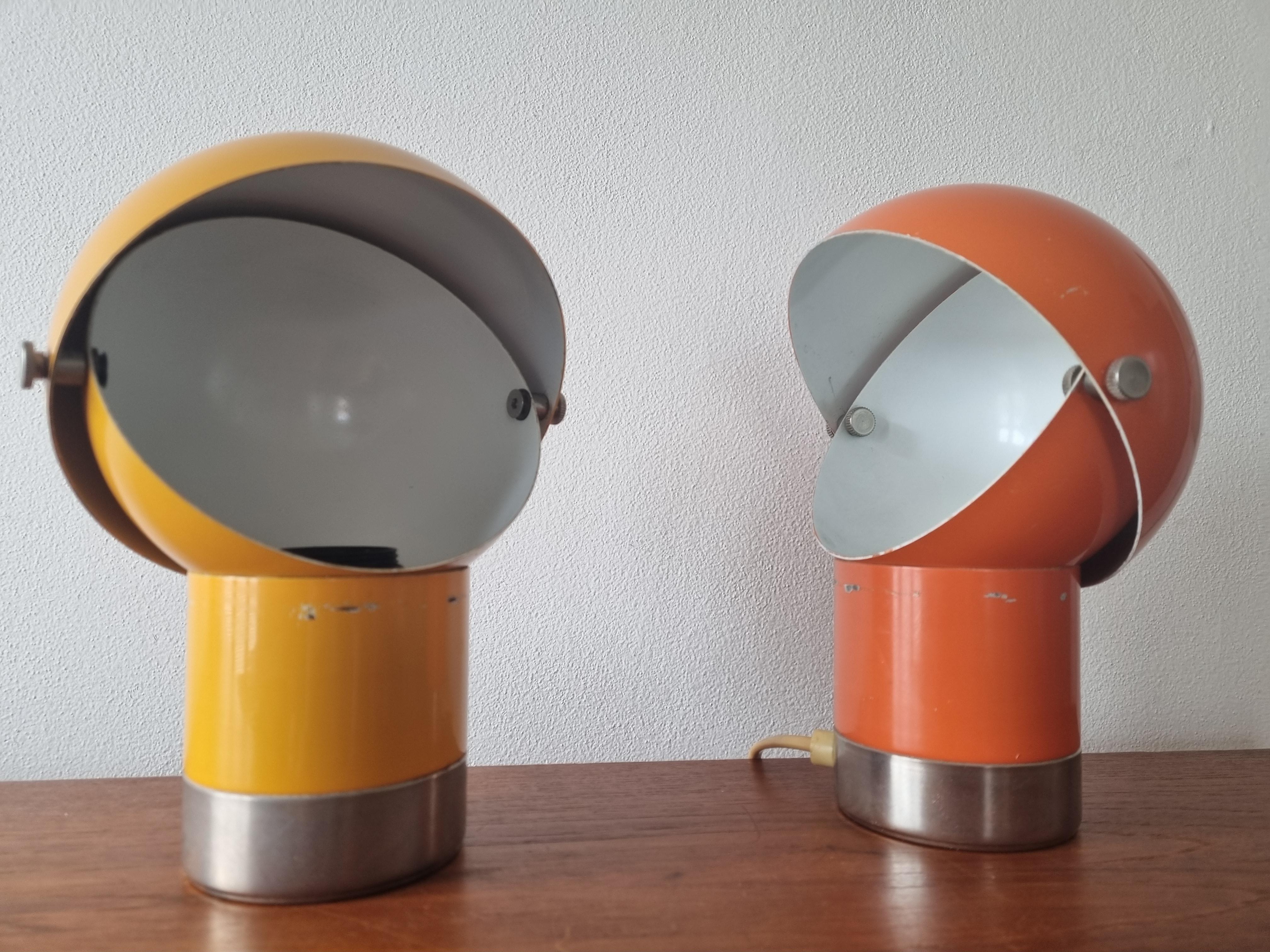 Czech Pair of Midcentury Table Lamps Astronaut, Space Age, 1970s