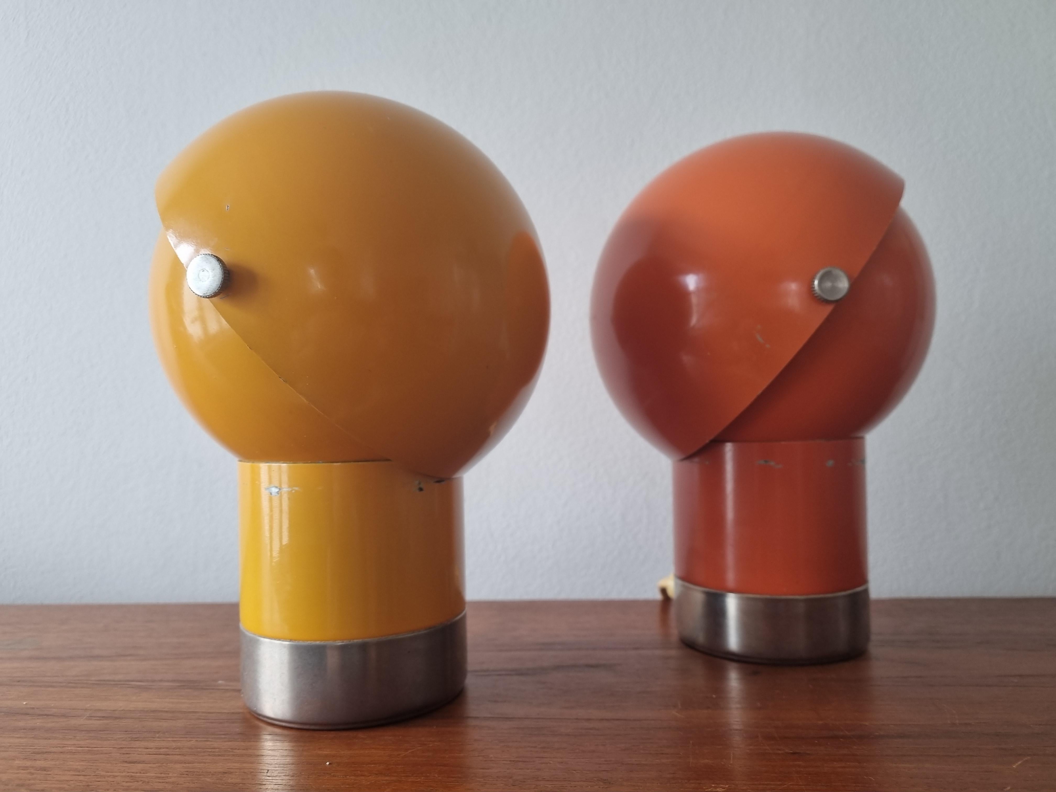Lacquered Pair of Midcentury Table Lamps Astronaut, Space Age, 1970s