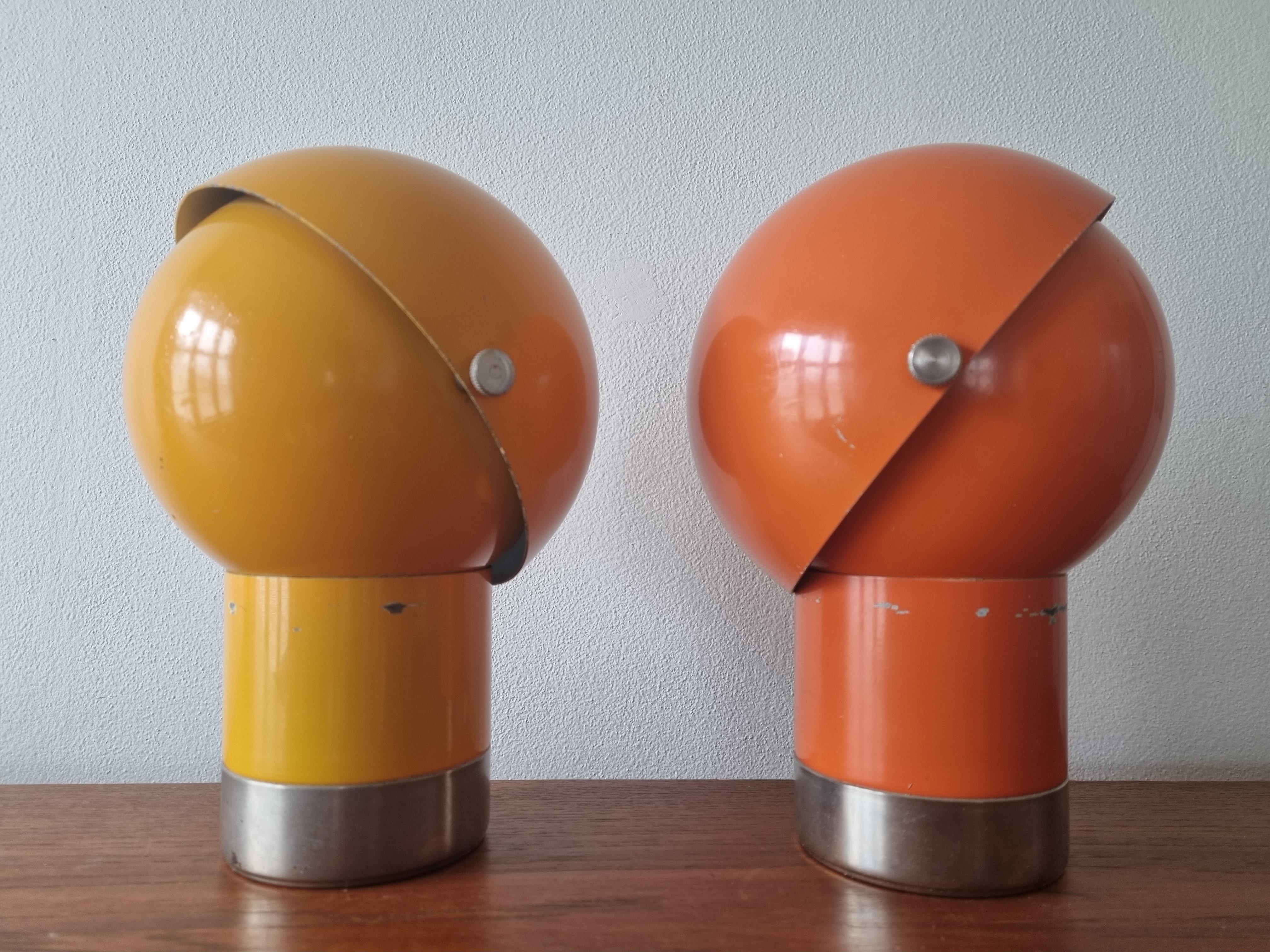 Metal Pair of Midcentury Table Lamps Astronaut, Space Age, 1970s