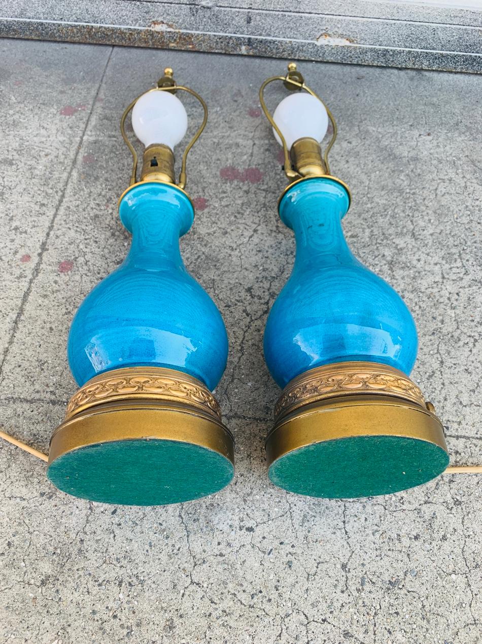 Pair of Midcentury Table Lamps attb to Bitossi In Good Condition In Los Angeles, CA