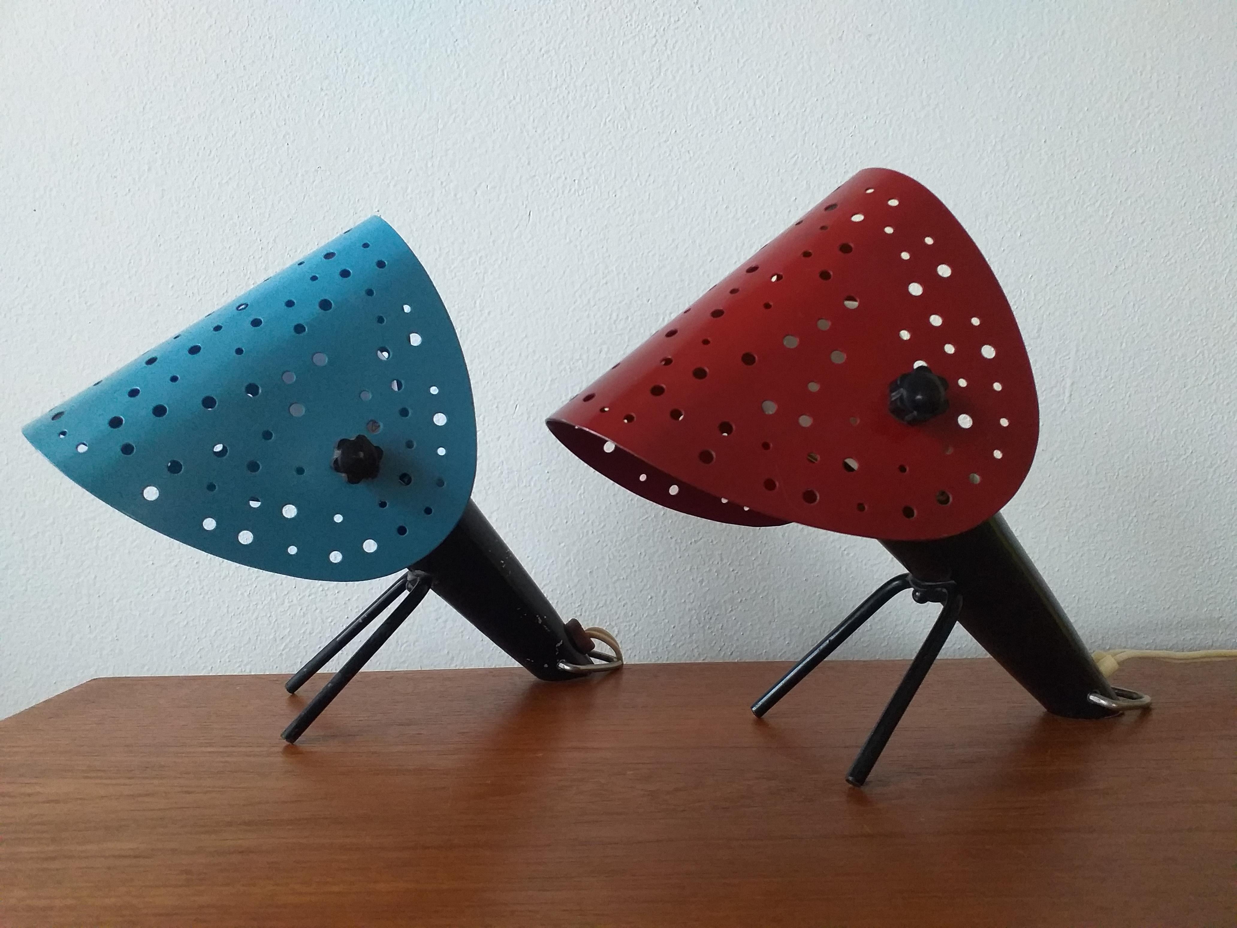Lacquered Pair of Midcentury Table Lamps by Ernst Igl for Hillebrand, 1950s For Sale
