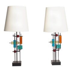 Pair of Midcentury Table Lamps by Holm Sorensen, Danish Design 1960s