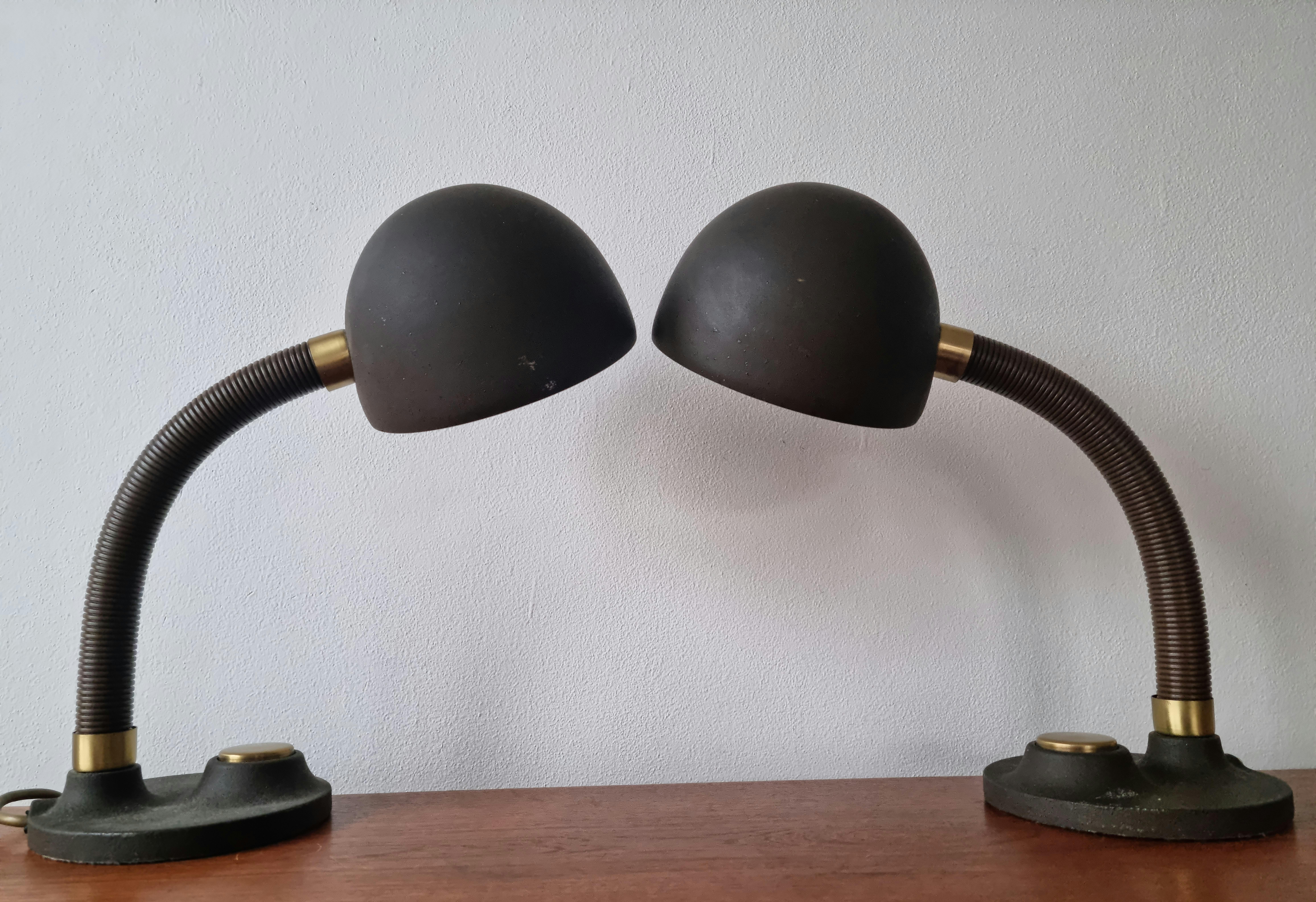 Late 20th Century Pair of Midcentury Table Lamps Hillebrand, Germany, 1970s For Sale