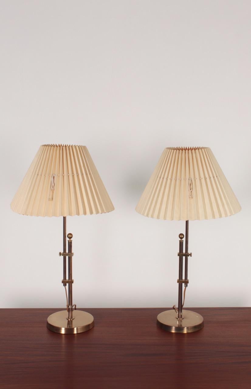Pair of Midcentury Table Lamps in Brass by Bergboms, Swedish Modern, 1950s 2