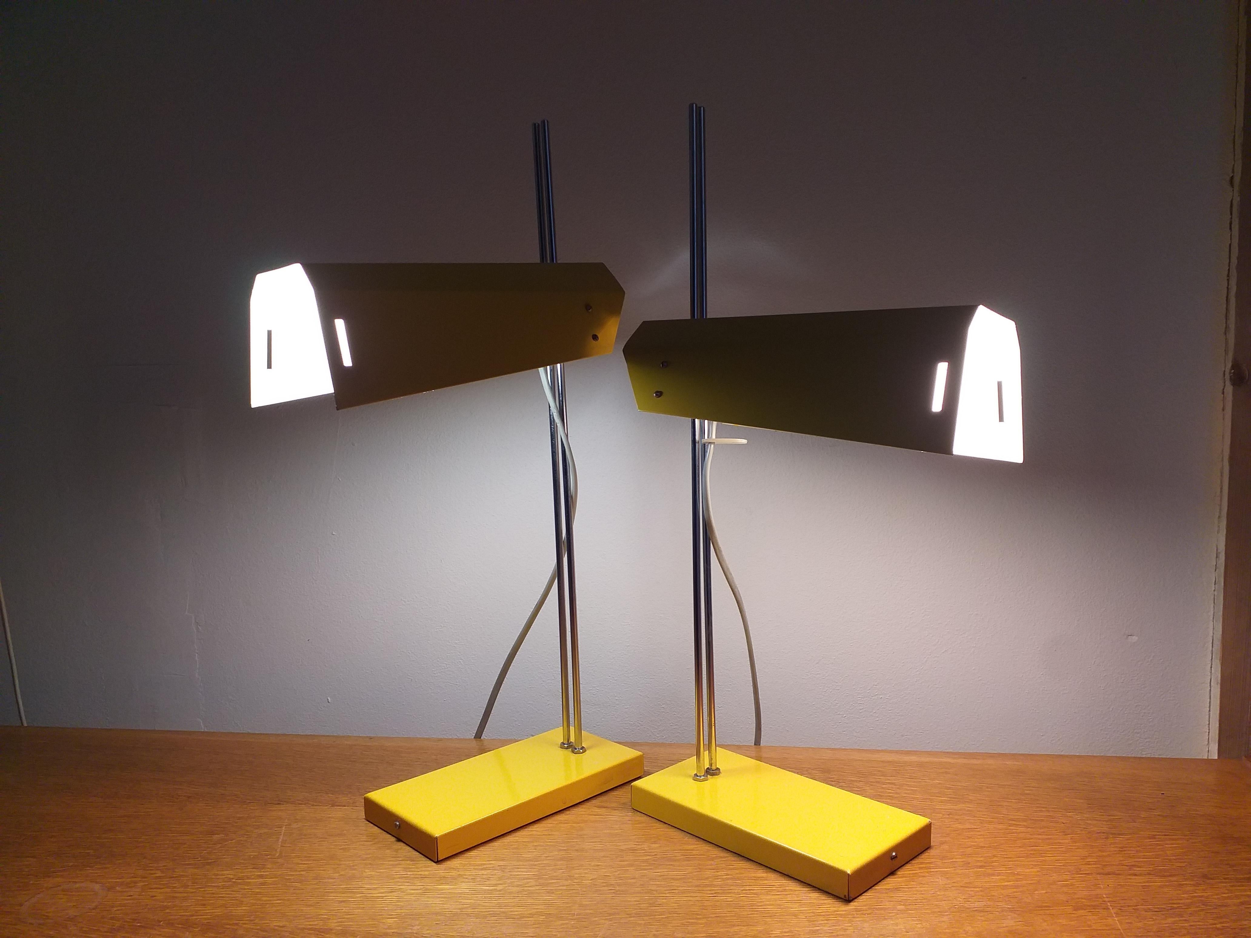 Metal Pair of Midcentury Table Lamps Lidokov, Designed by Josef Hurka, 1970s For Sale