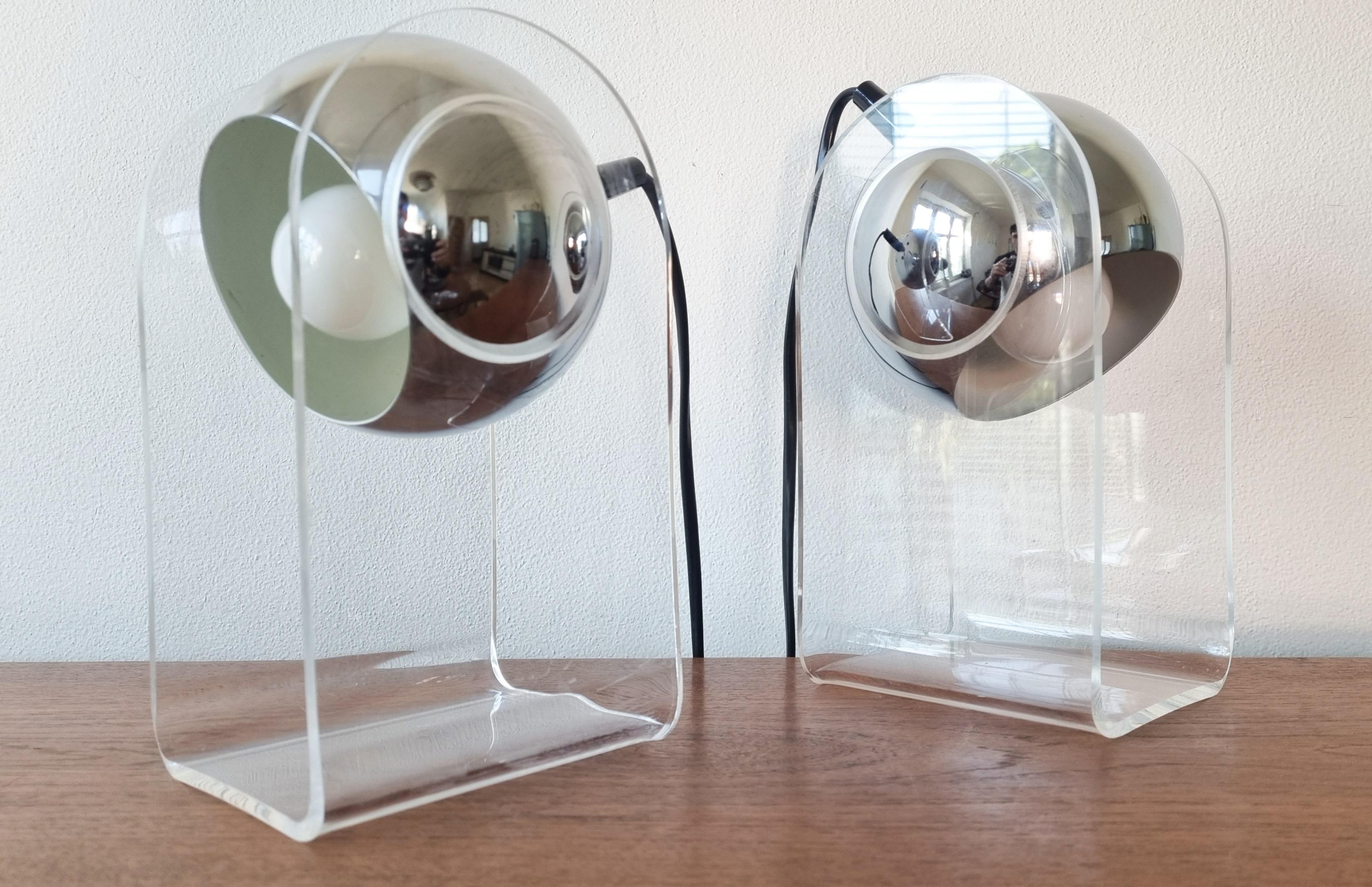 Chrome Pair of Midcentury Table Lamps Model 540, Gino Sarfatti, Arteluce, Italy, 1970s