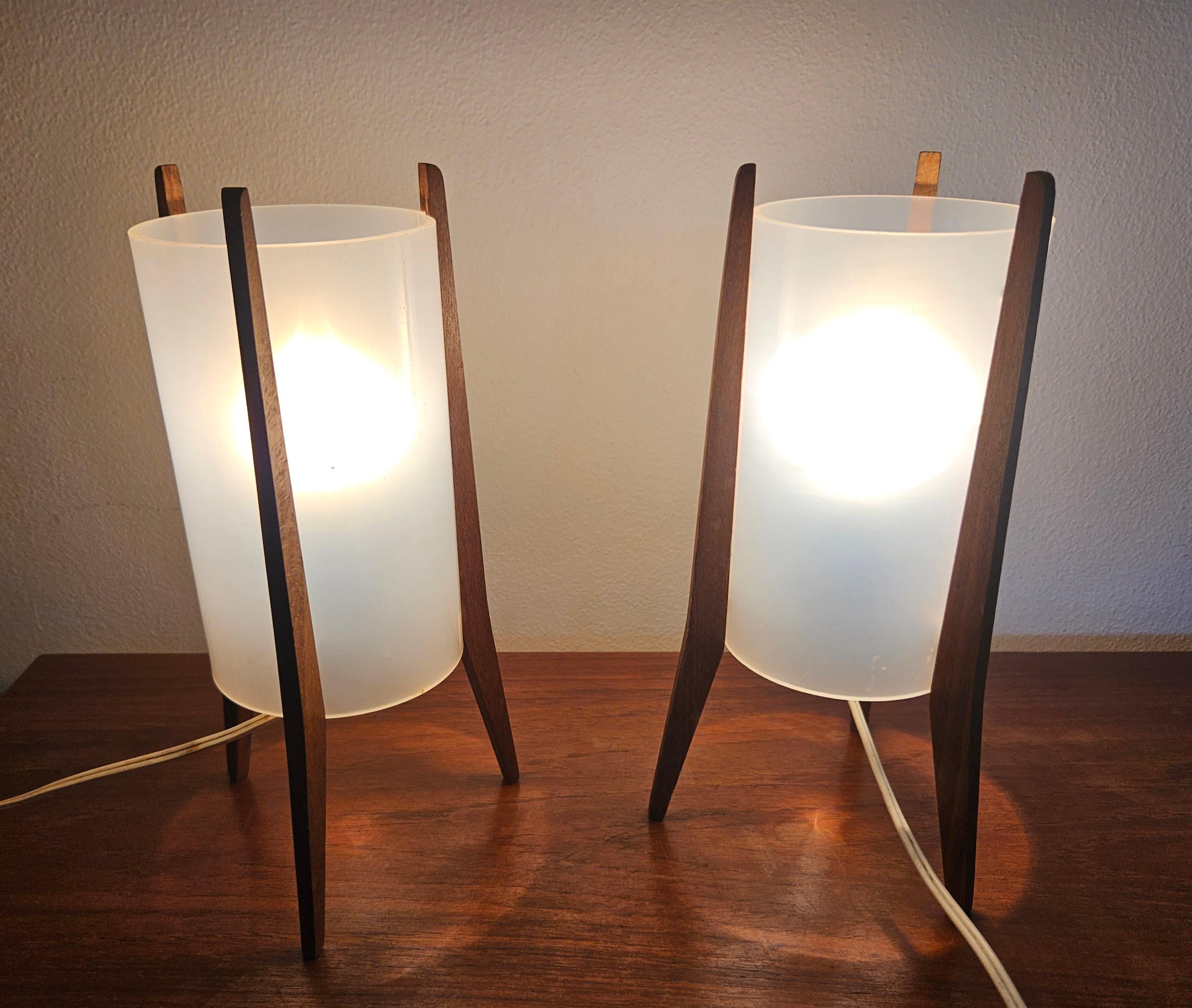Pair of Midcentury Table Lamps Pokrok Zilina, Tripod, Rocket, 1970s For Sale 8