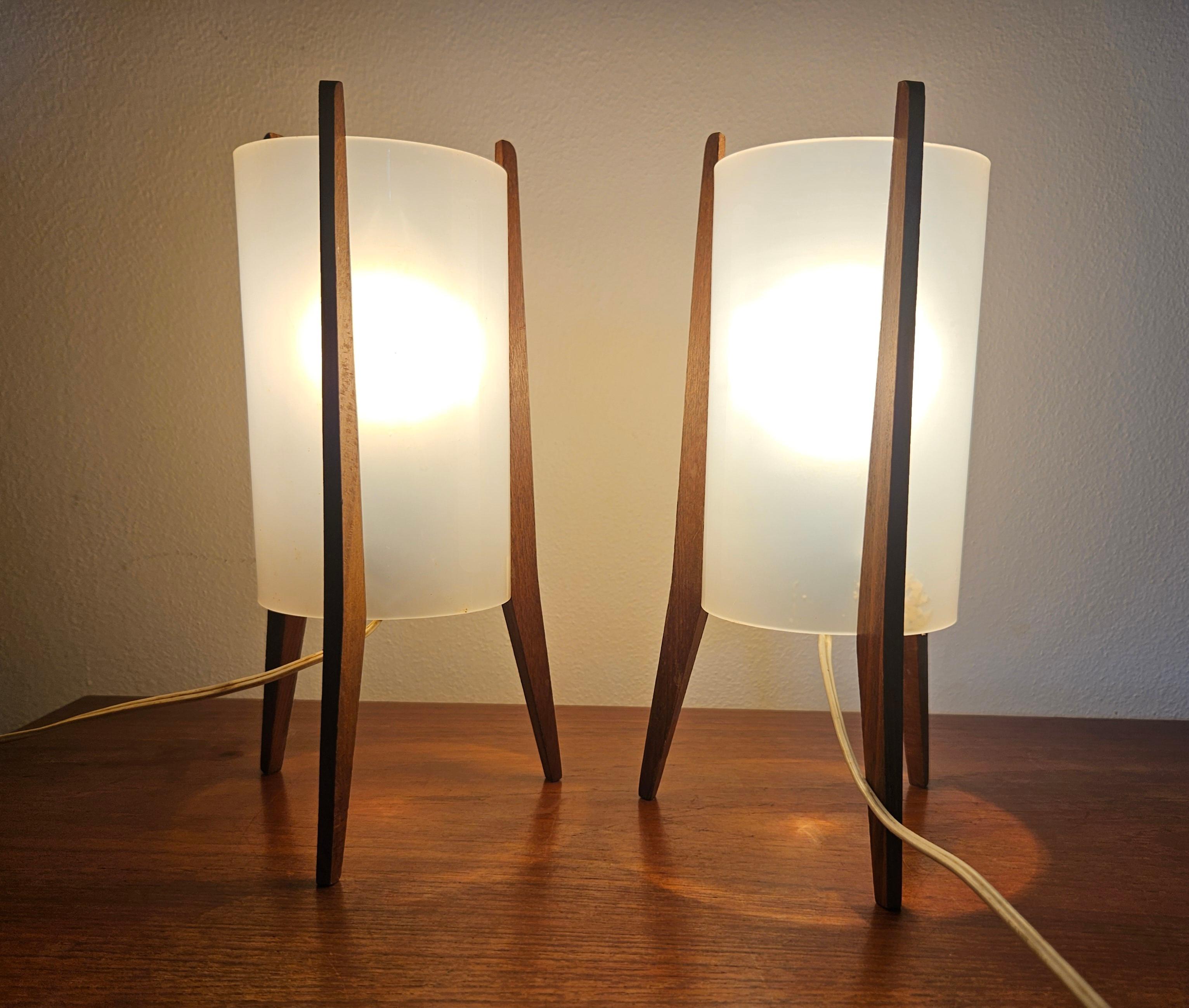 Pair of Midcentury Table Lamps Pokrok Zilina, Tripod, Rocket, 1970s For Sale 9