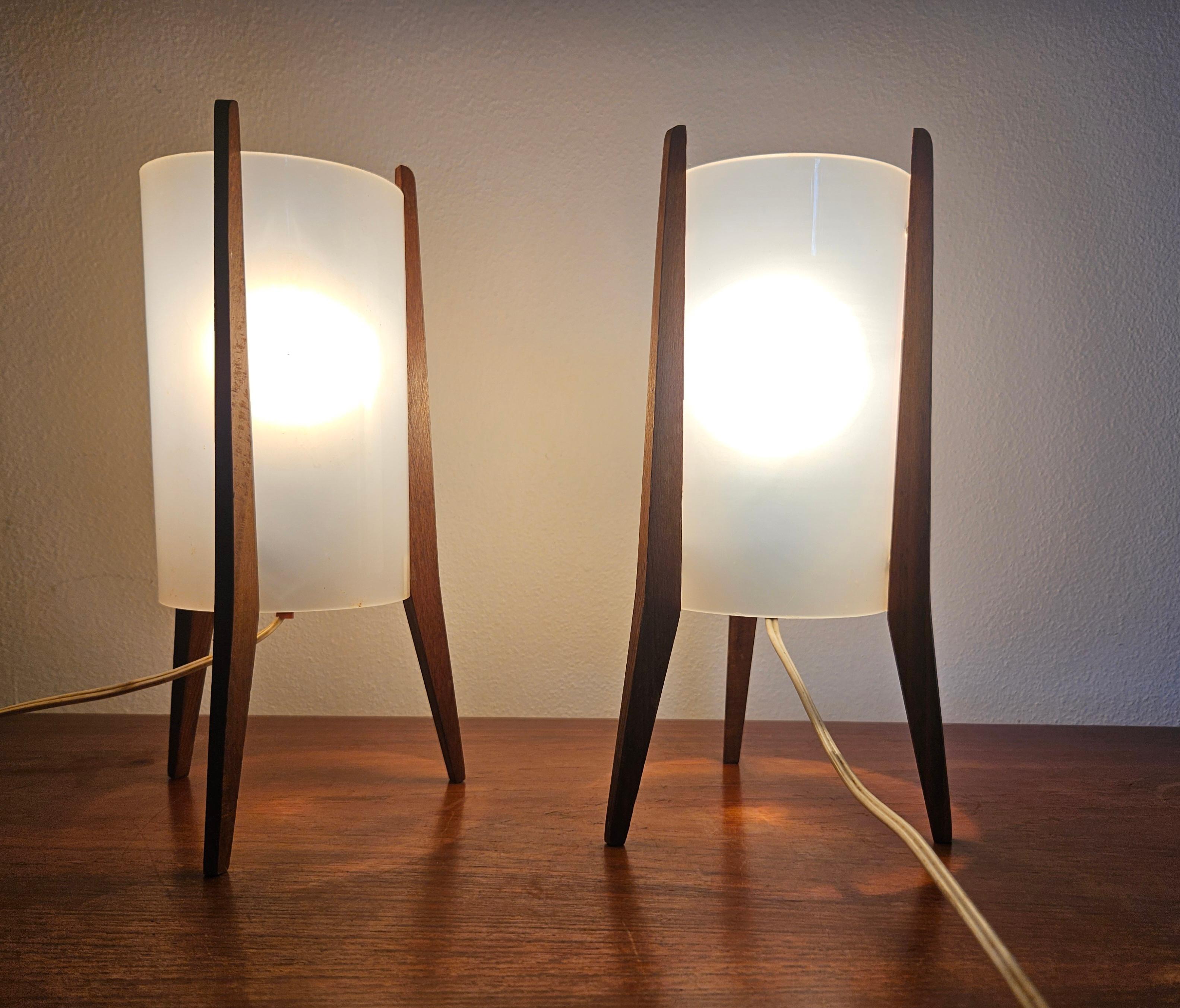 Pair of Midcentury Table Lamps Pokrok Zilina, Tripod, Rocket, 1970s For Sale 10