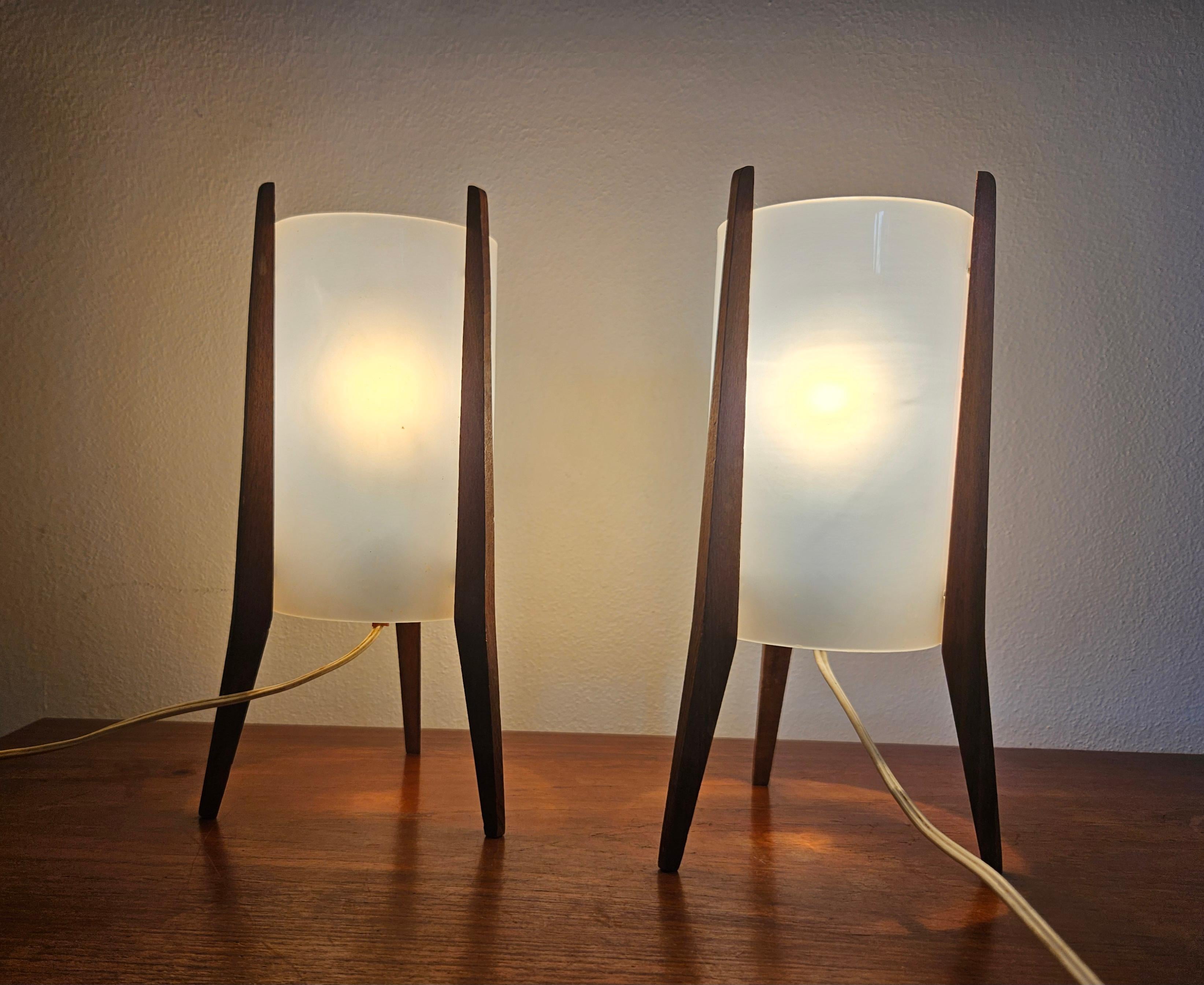 Pair of Midcentury Table Lamps Pokrok Zilina, Tripod, Rocket, 1970s For Sale 11