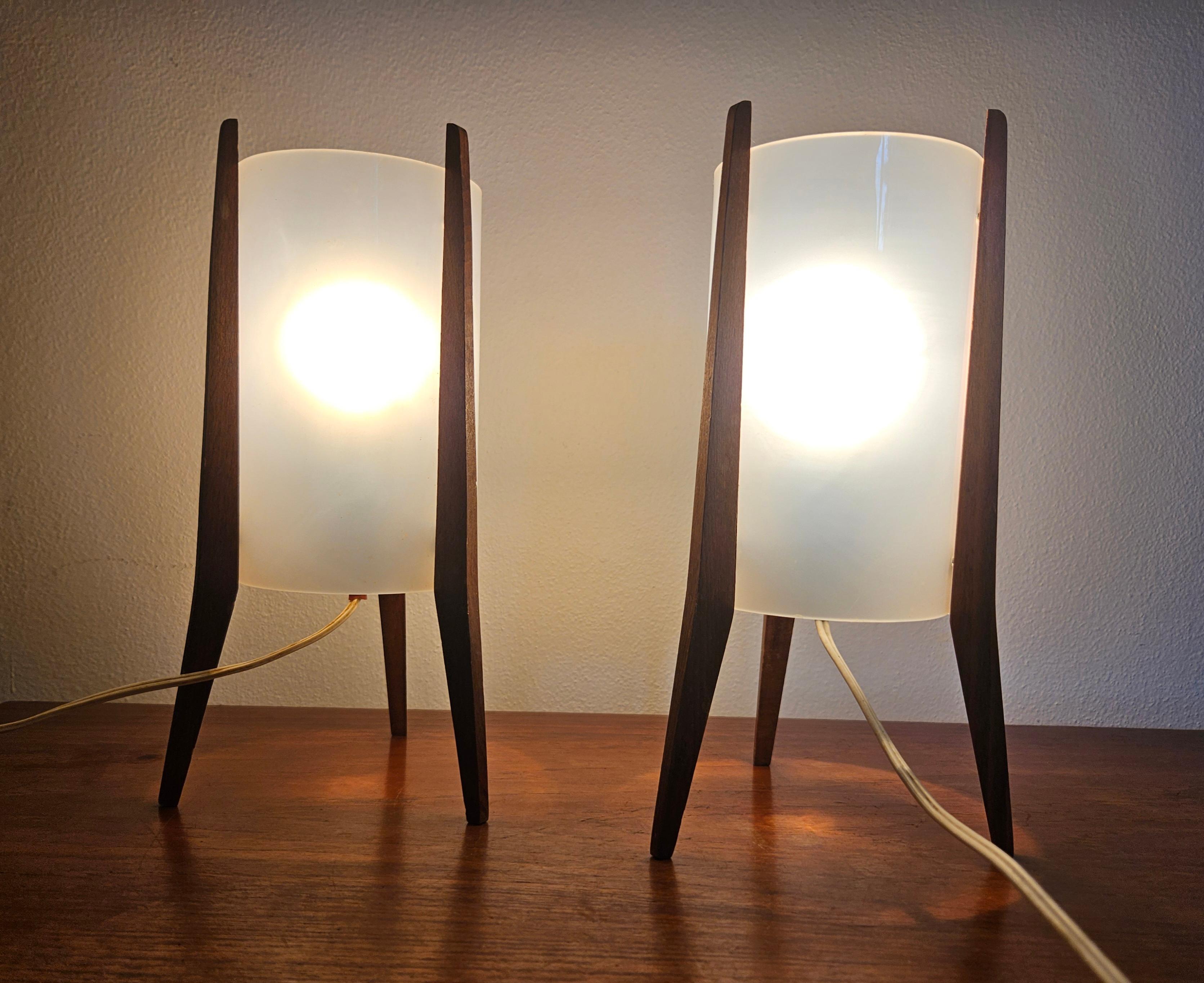 Pair of Midcentury Table Lamps Pokrok Zilina, Tripod, Rocket, 1970s For Sale 12