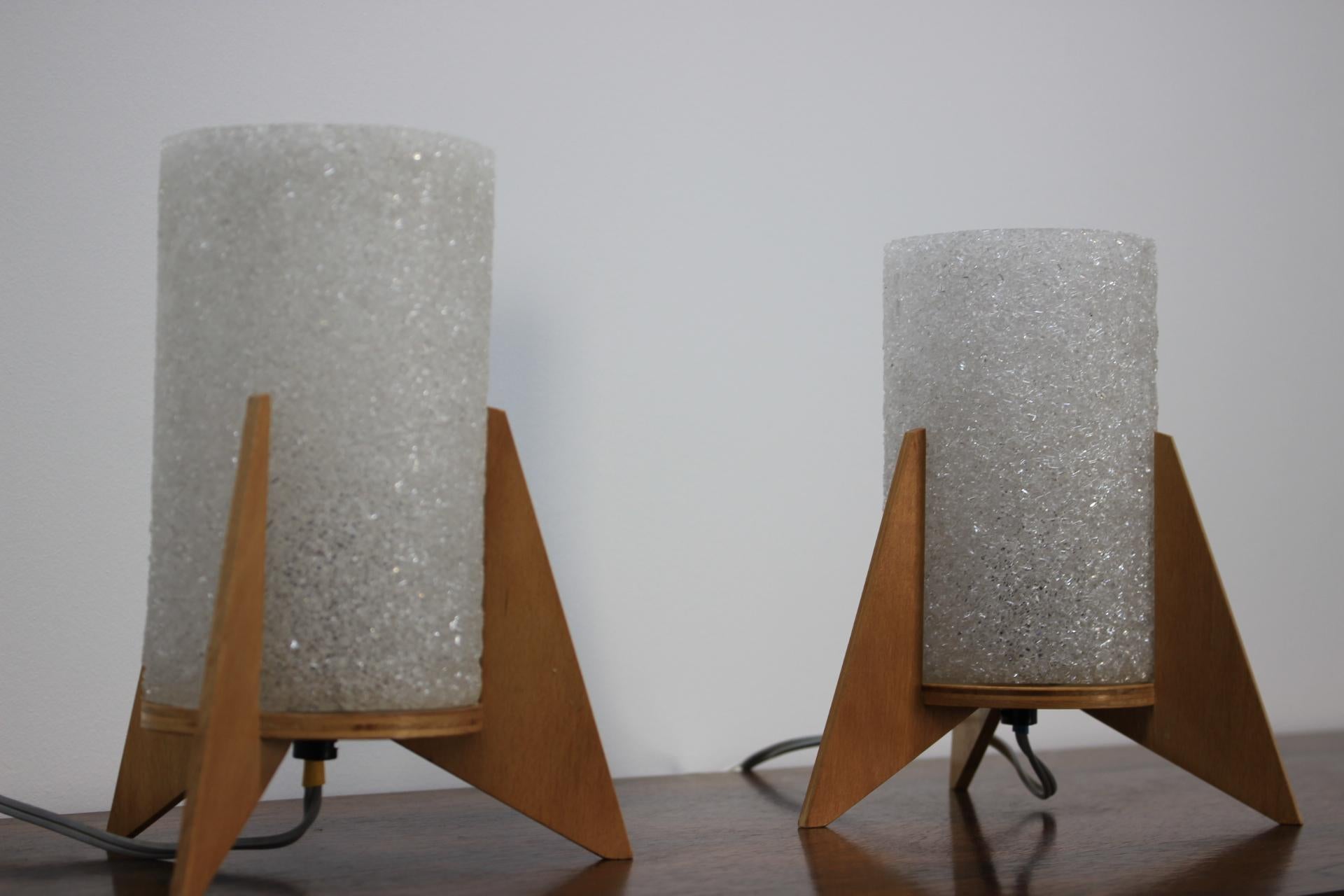 Mid-Century Modern Pair of Midcentury Table Lamps, Rockets, Pokrok Zilina, 1970s For Sale