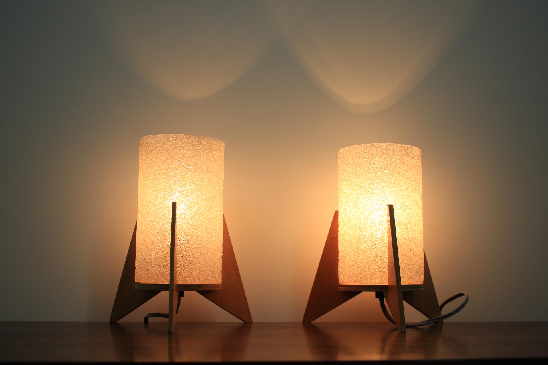 Pair of Midcentury Table Lamps, Rockets, Pokrok Zilina, 1970s For Sale 1