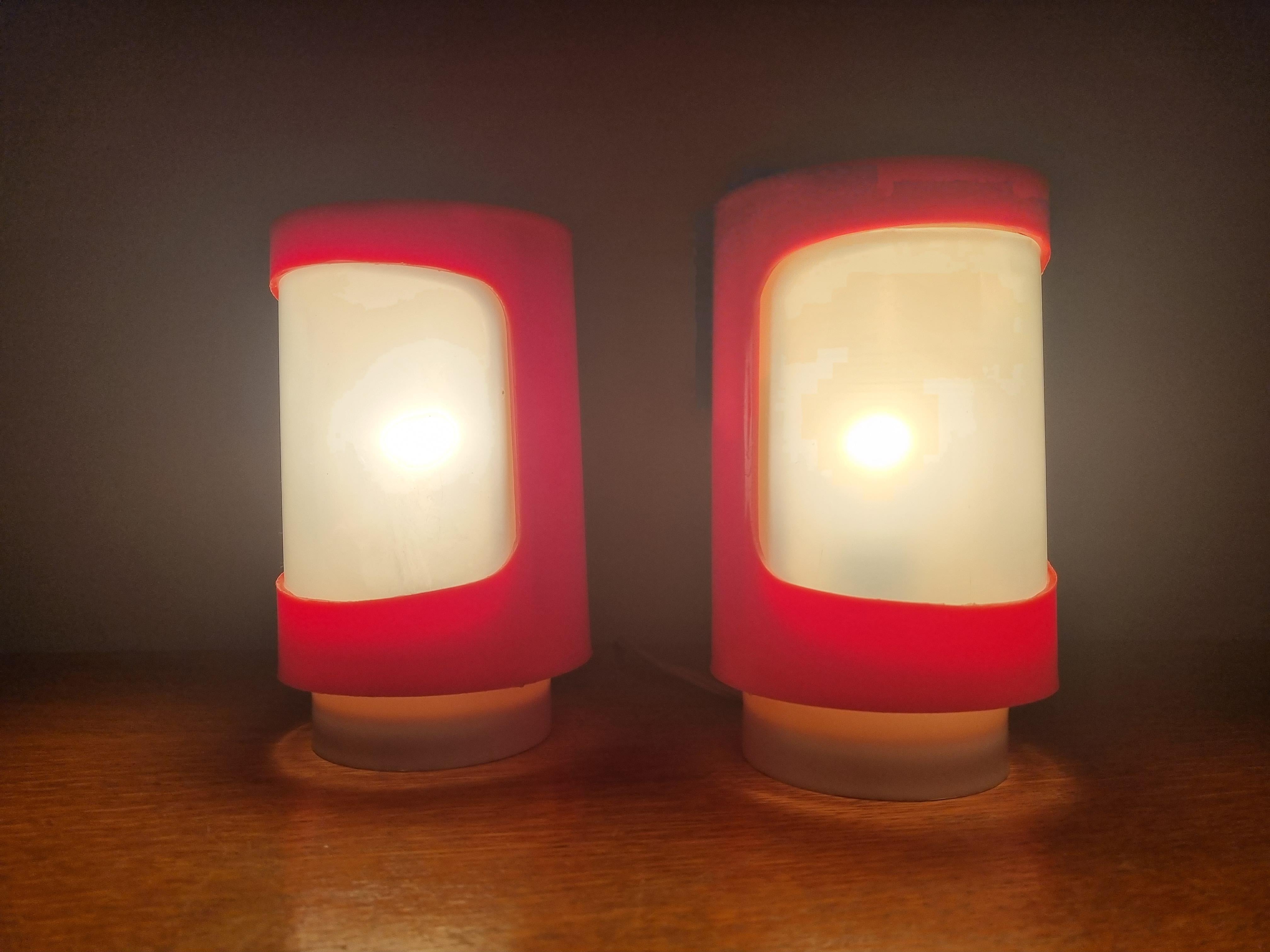 Pair of Midcentury Table Lamps, Space Age, 1970s In Good Condition For Sale In Praha, CZ