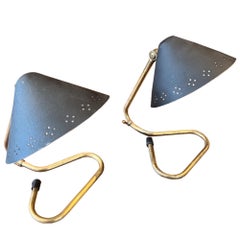 Pair of Small Midcentury Table Lamps With Black Pierced Shades by Erik Wärnå