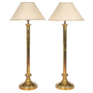 Pair of Tall Table Lamps in Brass Produced in Denmark For Sale at 1stdibs