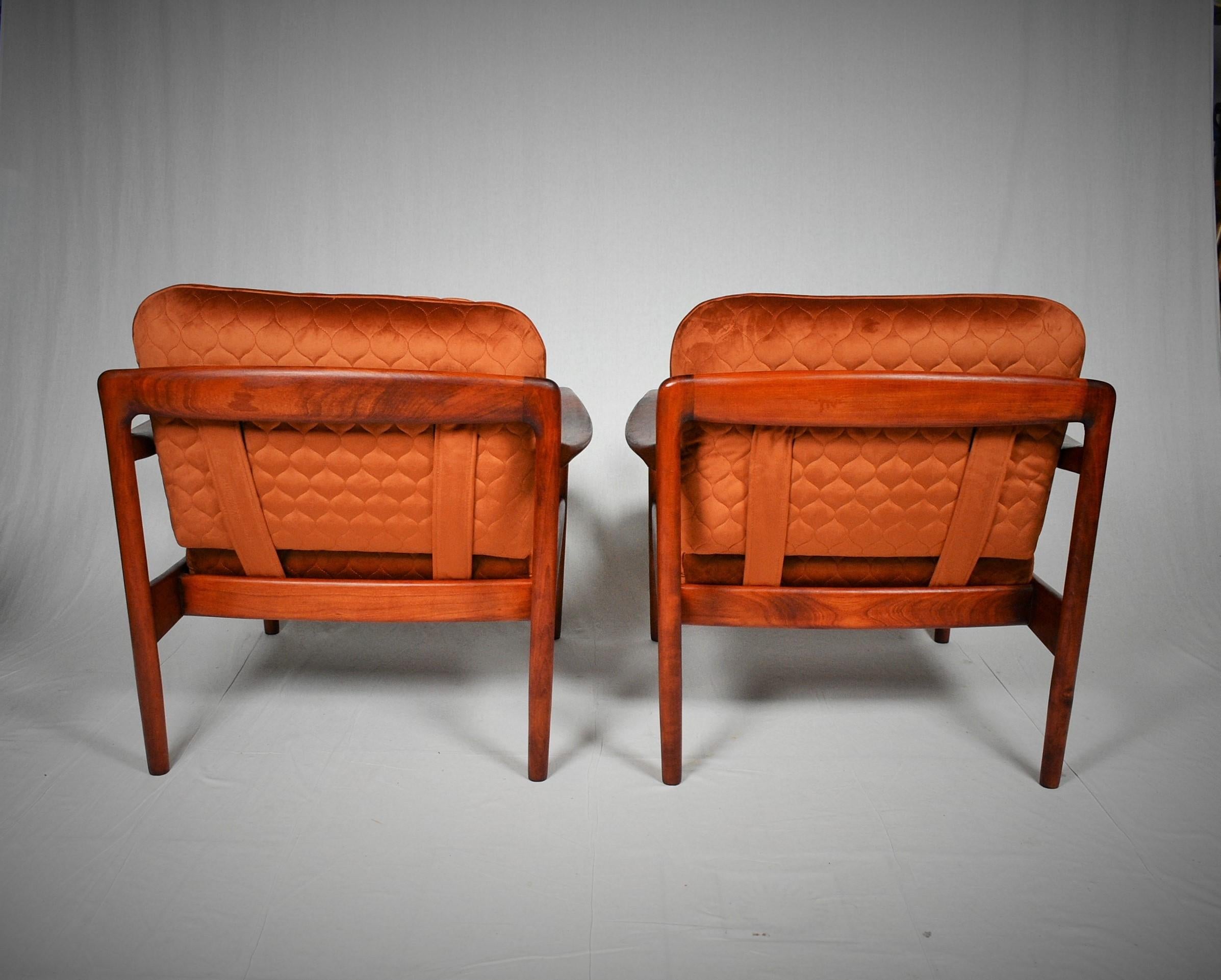 Fabric Pair of Midcentury  Armchairs, Scandinavian, 1960s