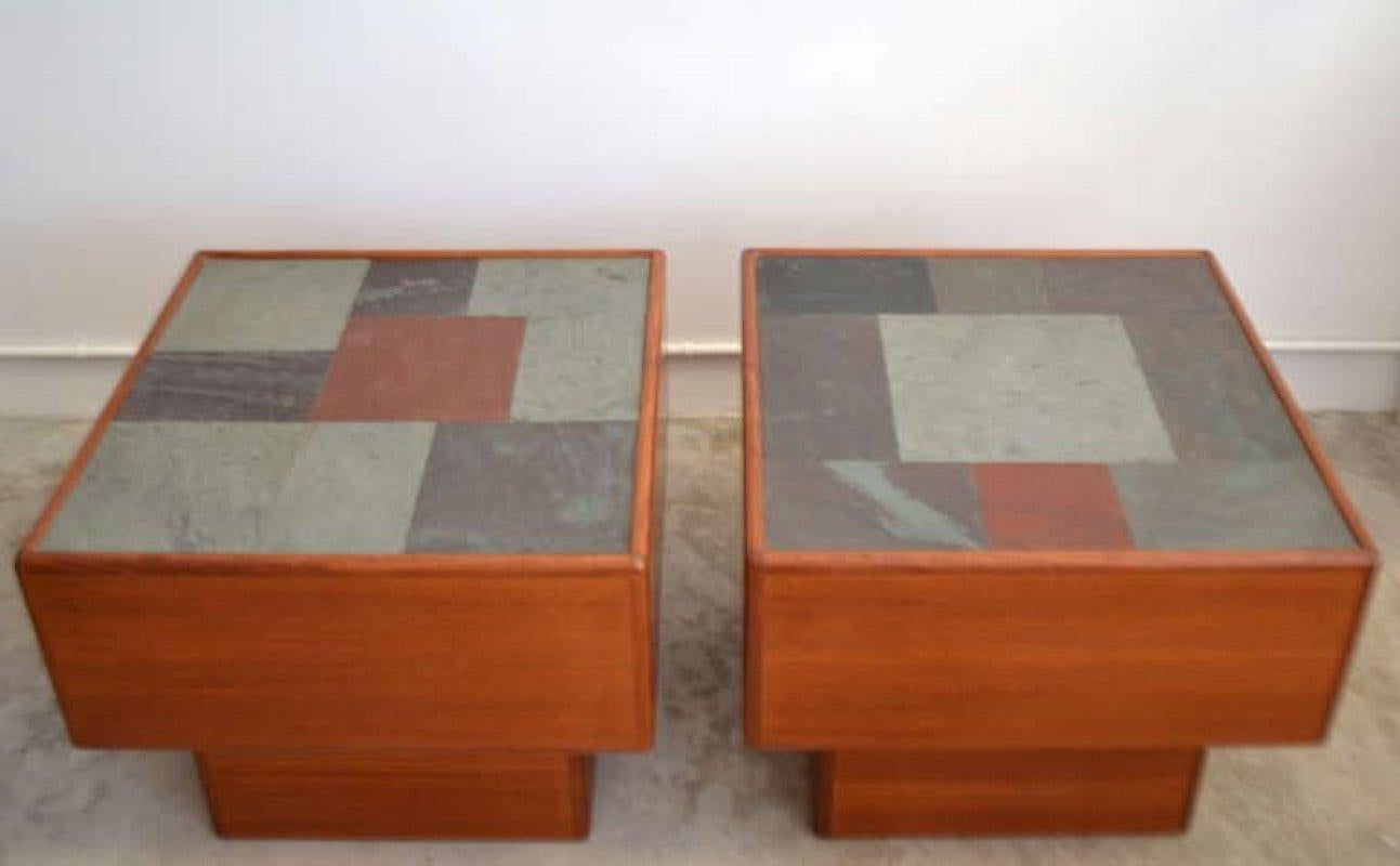 Pair of Midcentury Teak Side Tables In Good Condition For Sale In West Palm Beach, FL