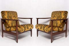 Coppia di poltrone in velluto tigrato del Medioevo, GFM 142, Edmund Homa, Europa, anni '60