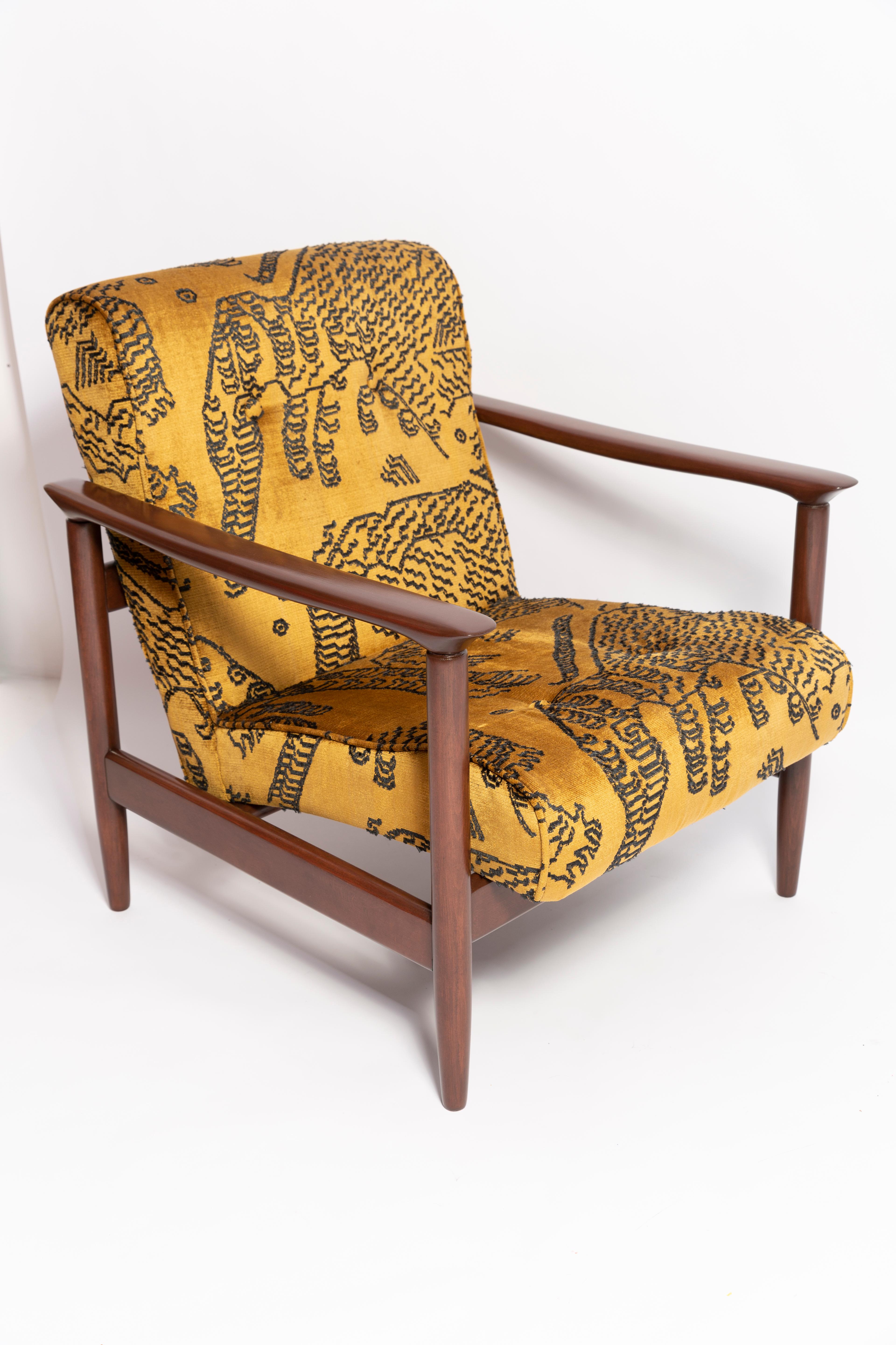 Pareja de sillones de terciopelo tigre de mediados de siglo, GFM 142, Edmund Homa, Europa, 1960 Polaco en venta