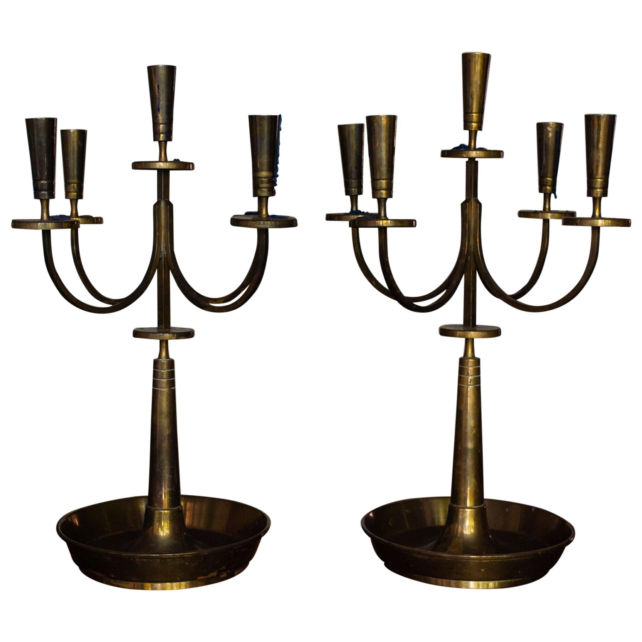 Pair of Midcentury Tommi Parzinger Candelabras for Dorlyn Silversmiths