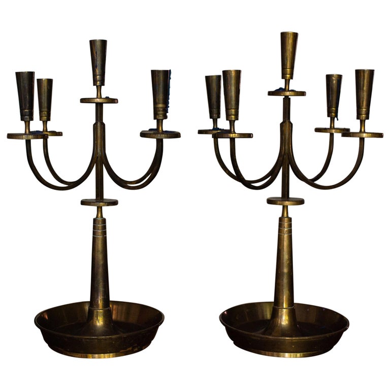 Pair of Midcentury Tommi Parzinger Candelabras for Dorlyn Silversmiths For  Sale at 1stDibs