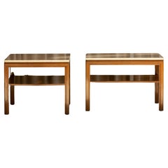 Coppia di tavoli in travertino e Wood del Medioevo