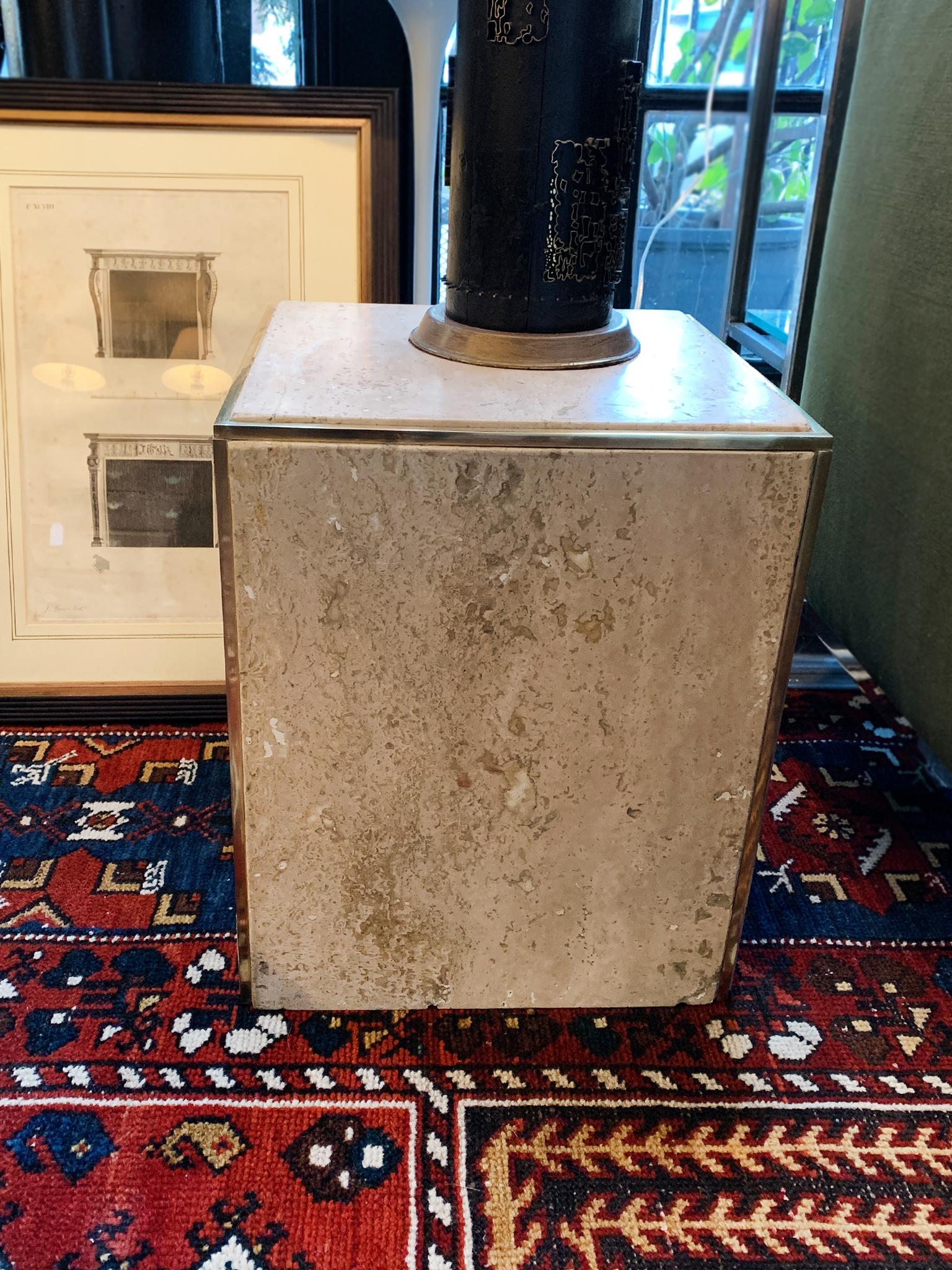 Pair of Mid-Century Travertine Cube Side Tables 6