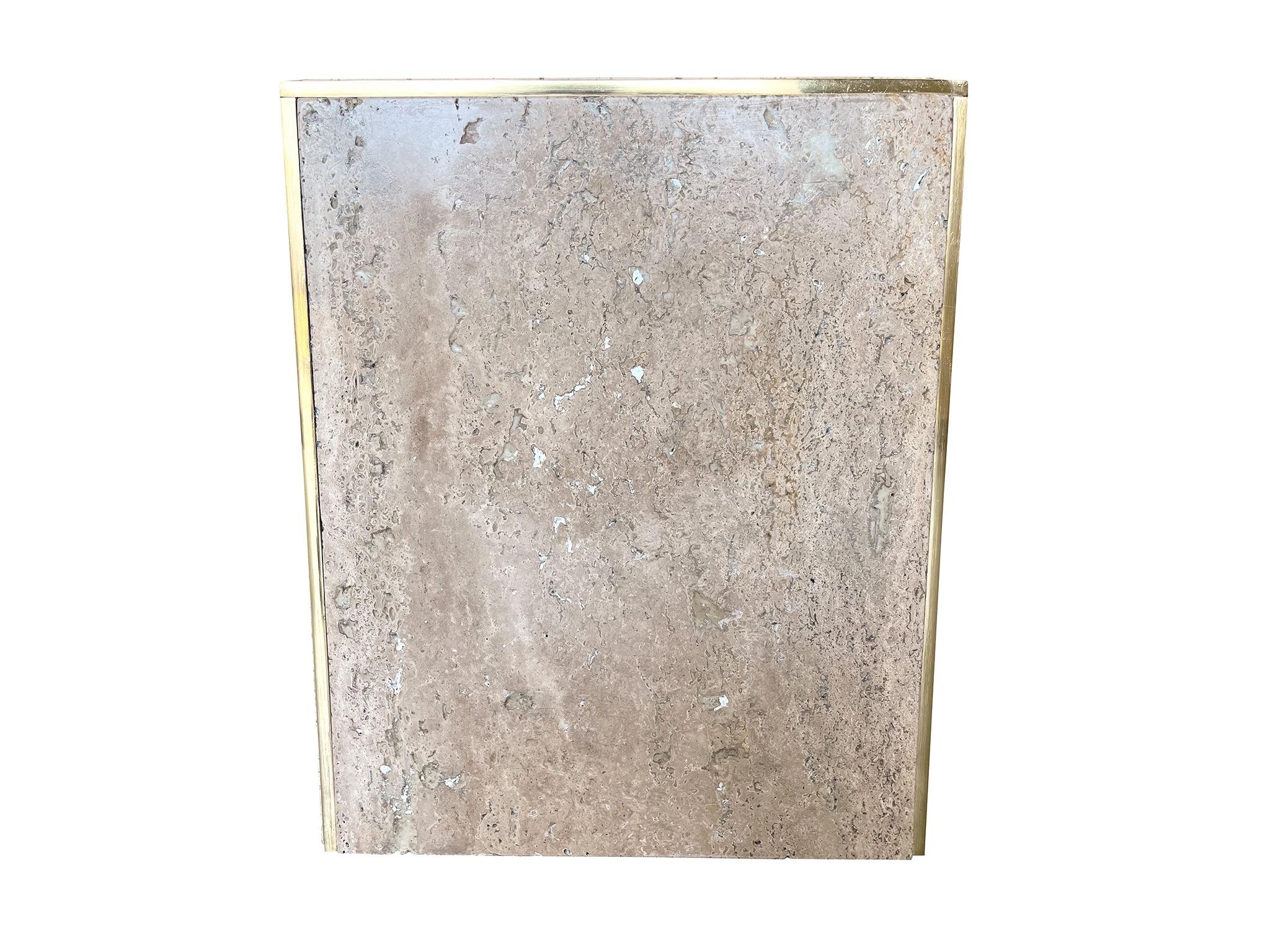 20th Century Pair of Mid-Century Travertine Cube Side Tables
