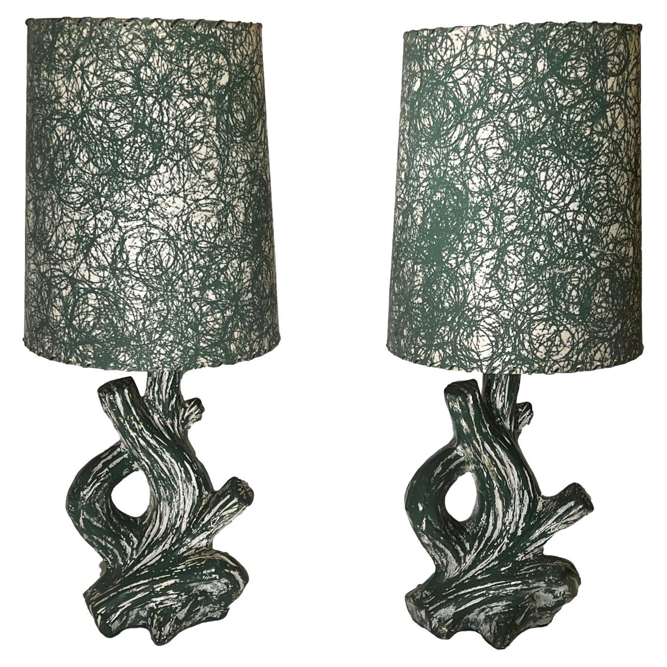 Pair of Midcentury Tree Trunk Lamps For Sale