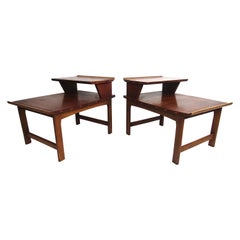 Pair of Midcentury Two-Tier Side Tables by Lane