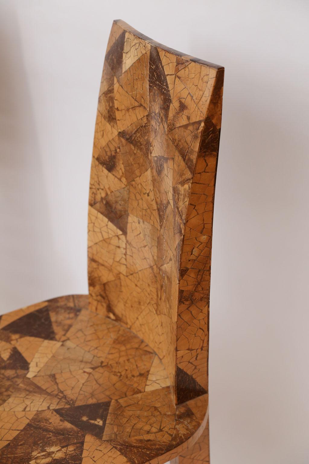 Wood Pair of Midcentury Veneered Side Chairs